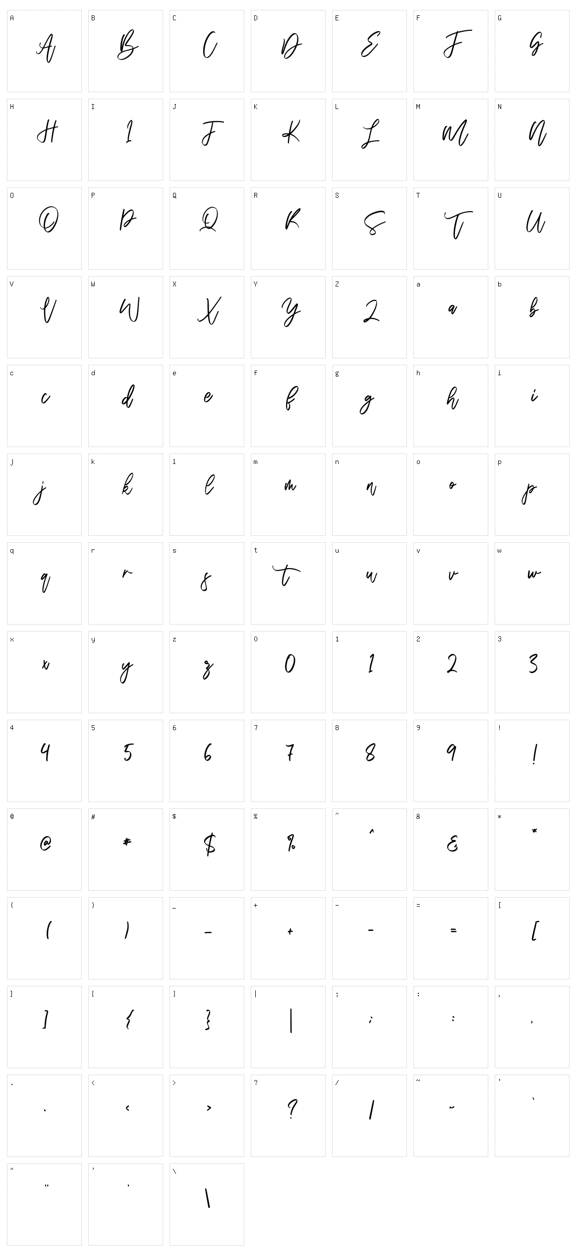 Walytime Character Set