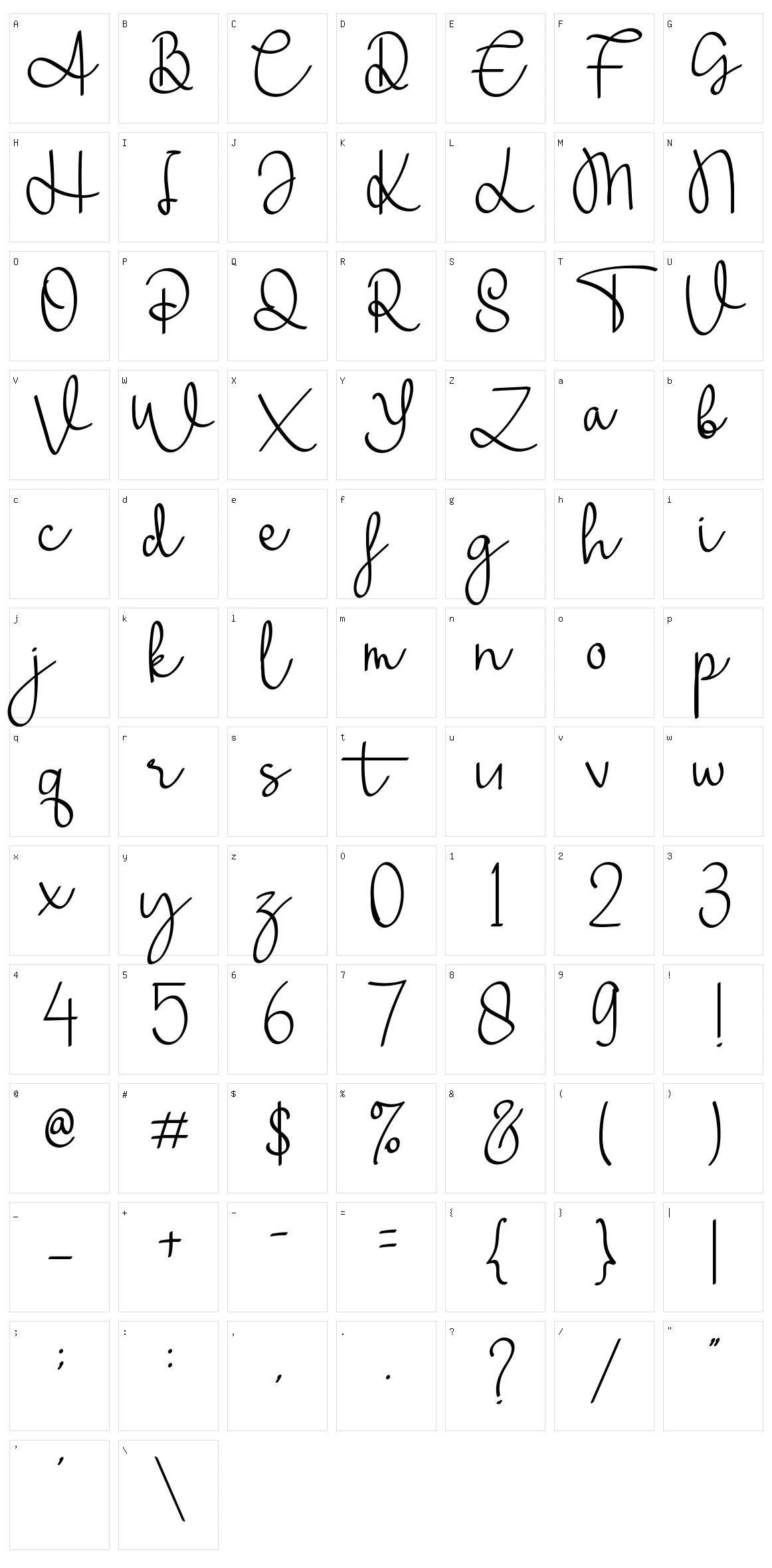 Warsini Character Set