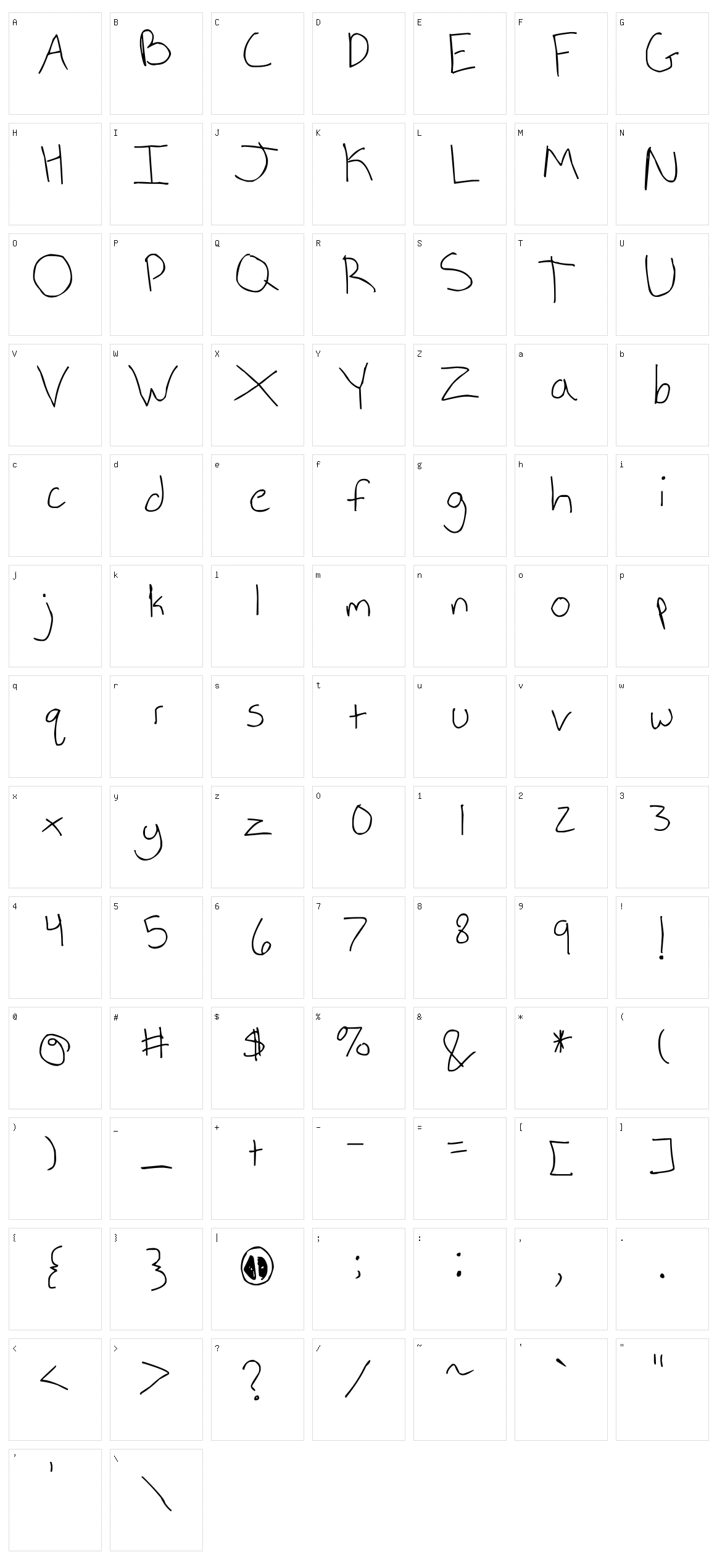 Weaselbee Beans Character Set