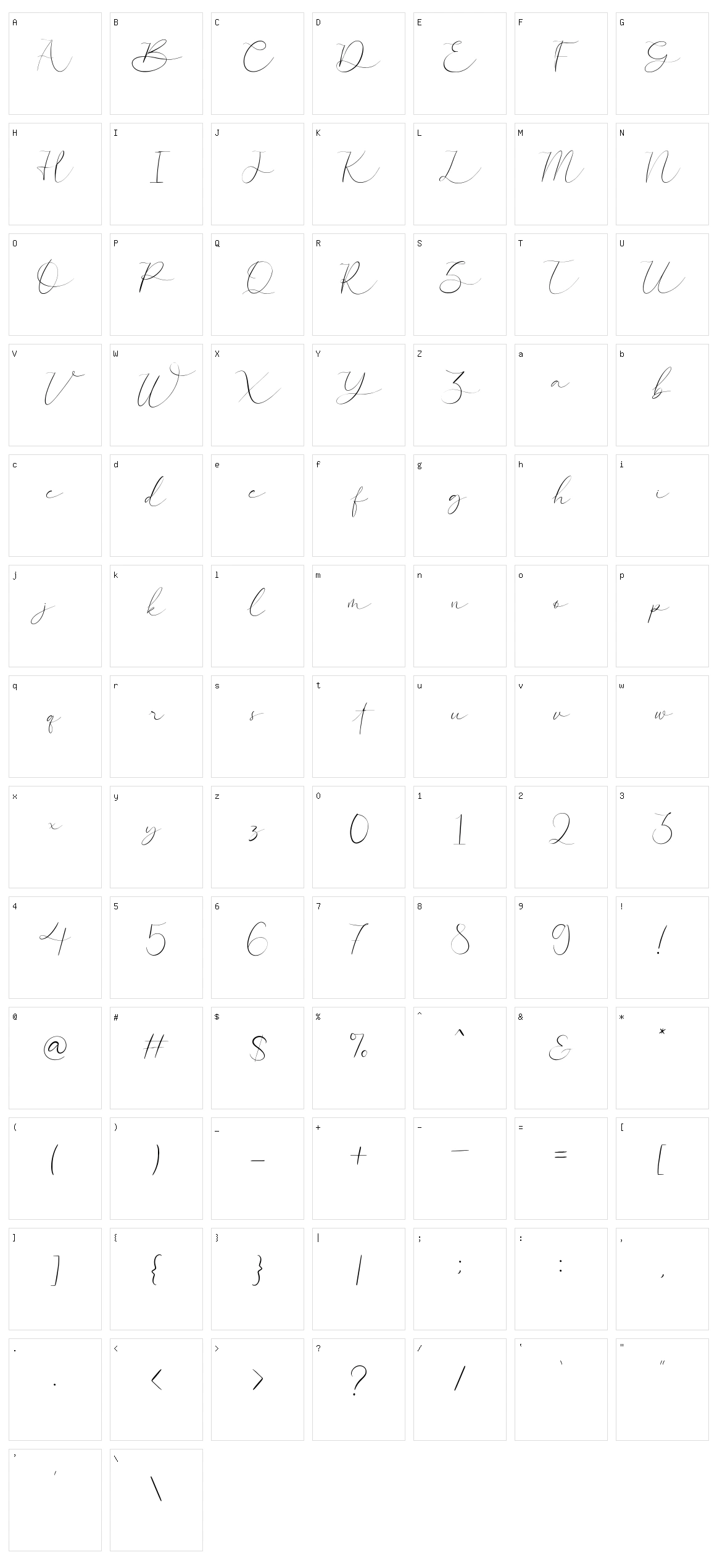 Weddingfield Character Set