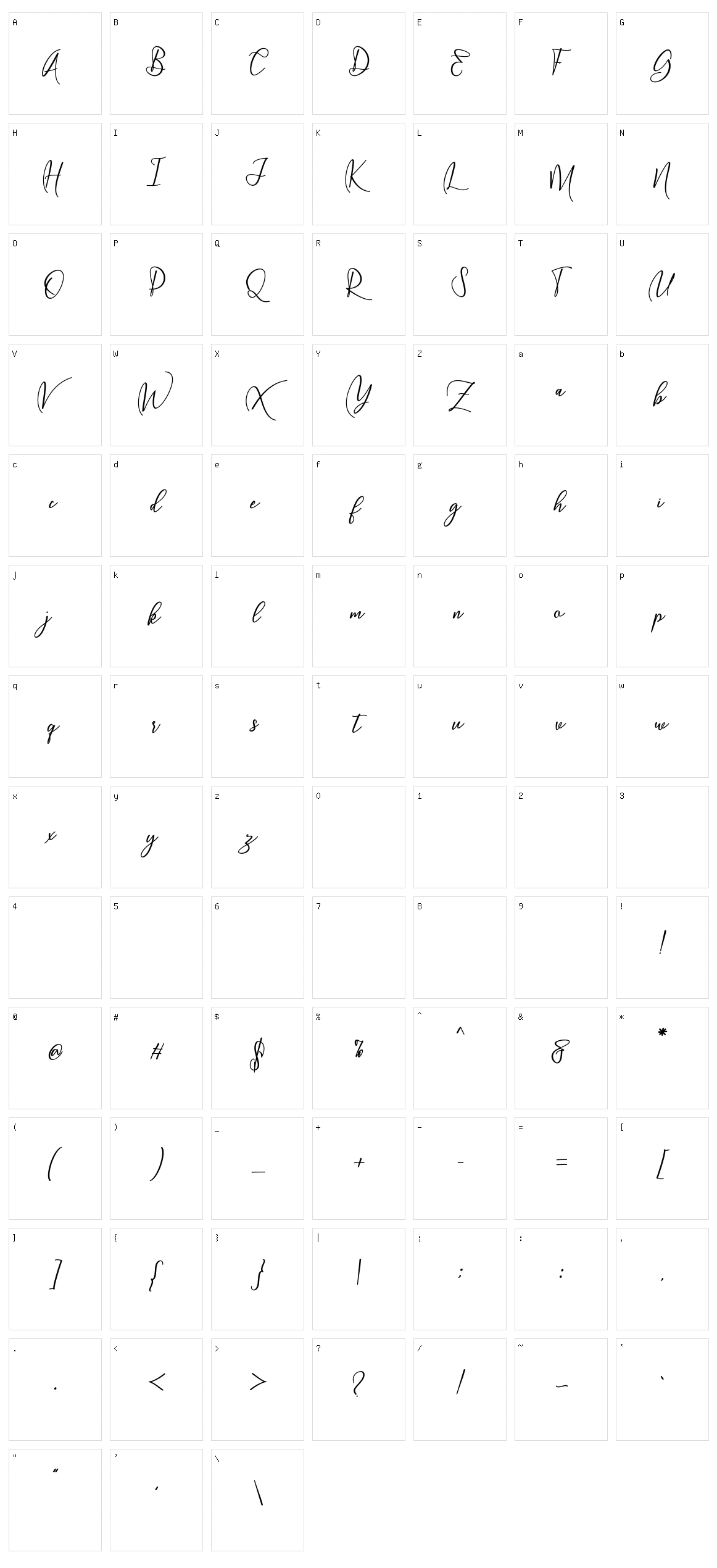 Wellington Character Set