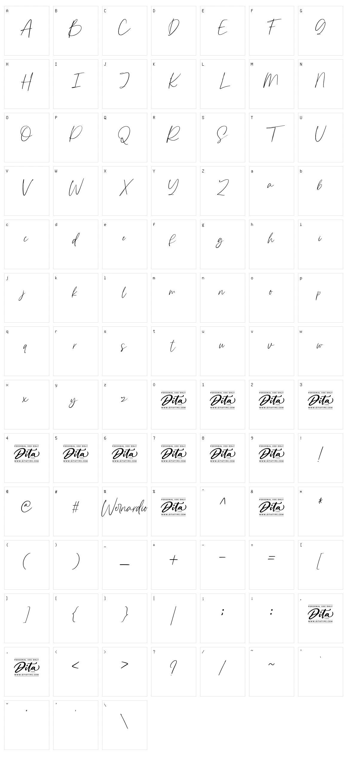 Wernardio Character Set