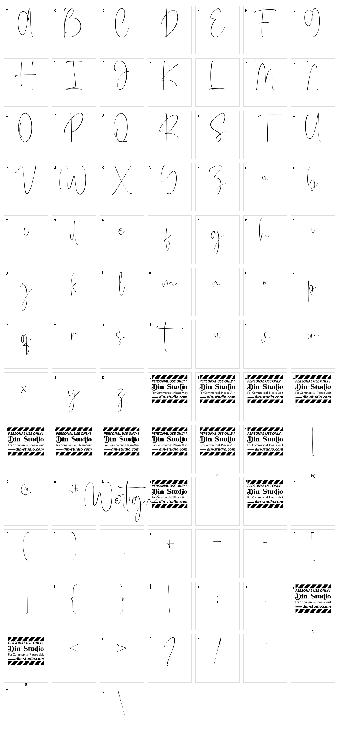 Wertign Character Set