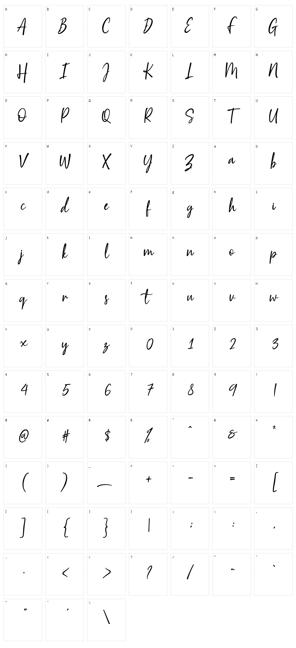 Westay Script Character Set