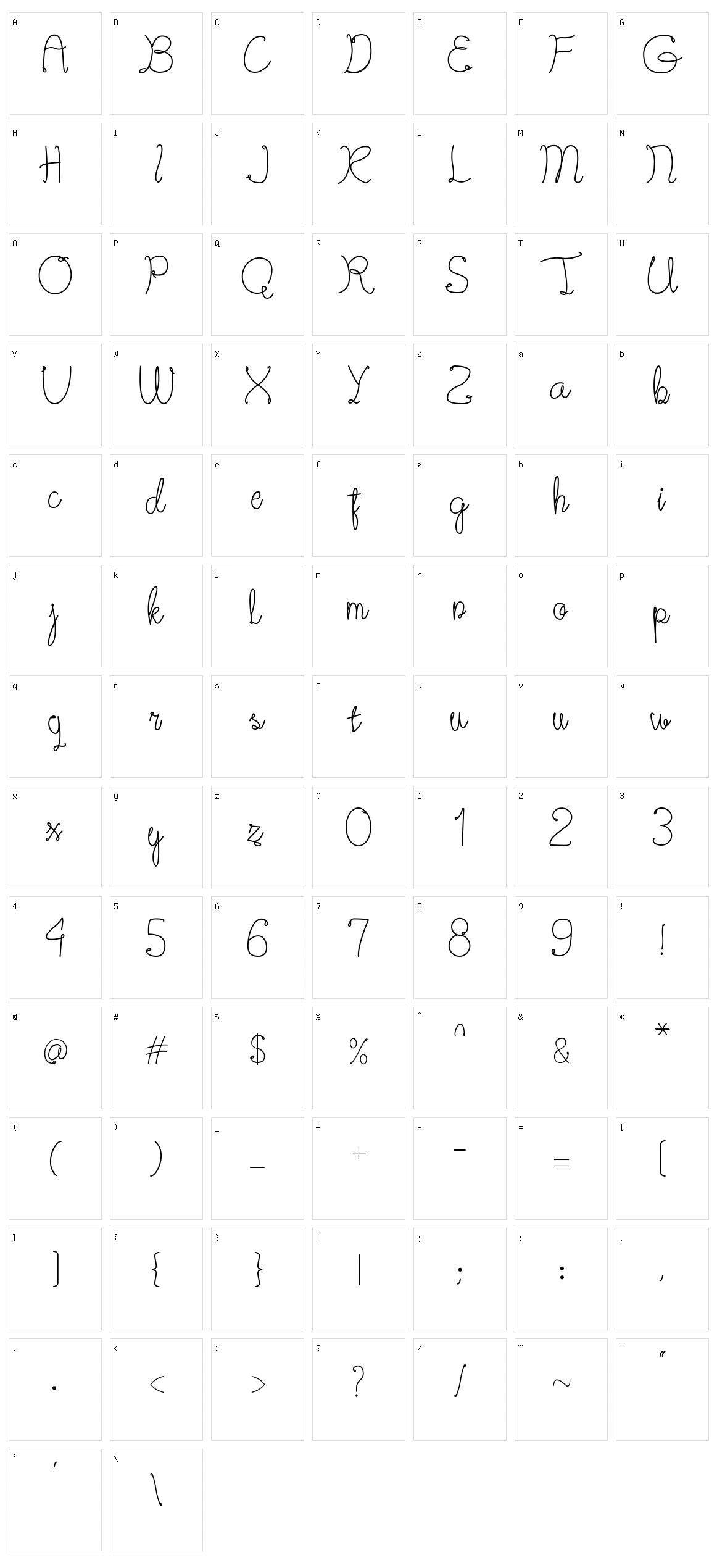 Westburry Character Set