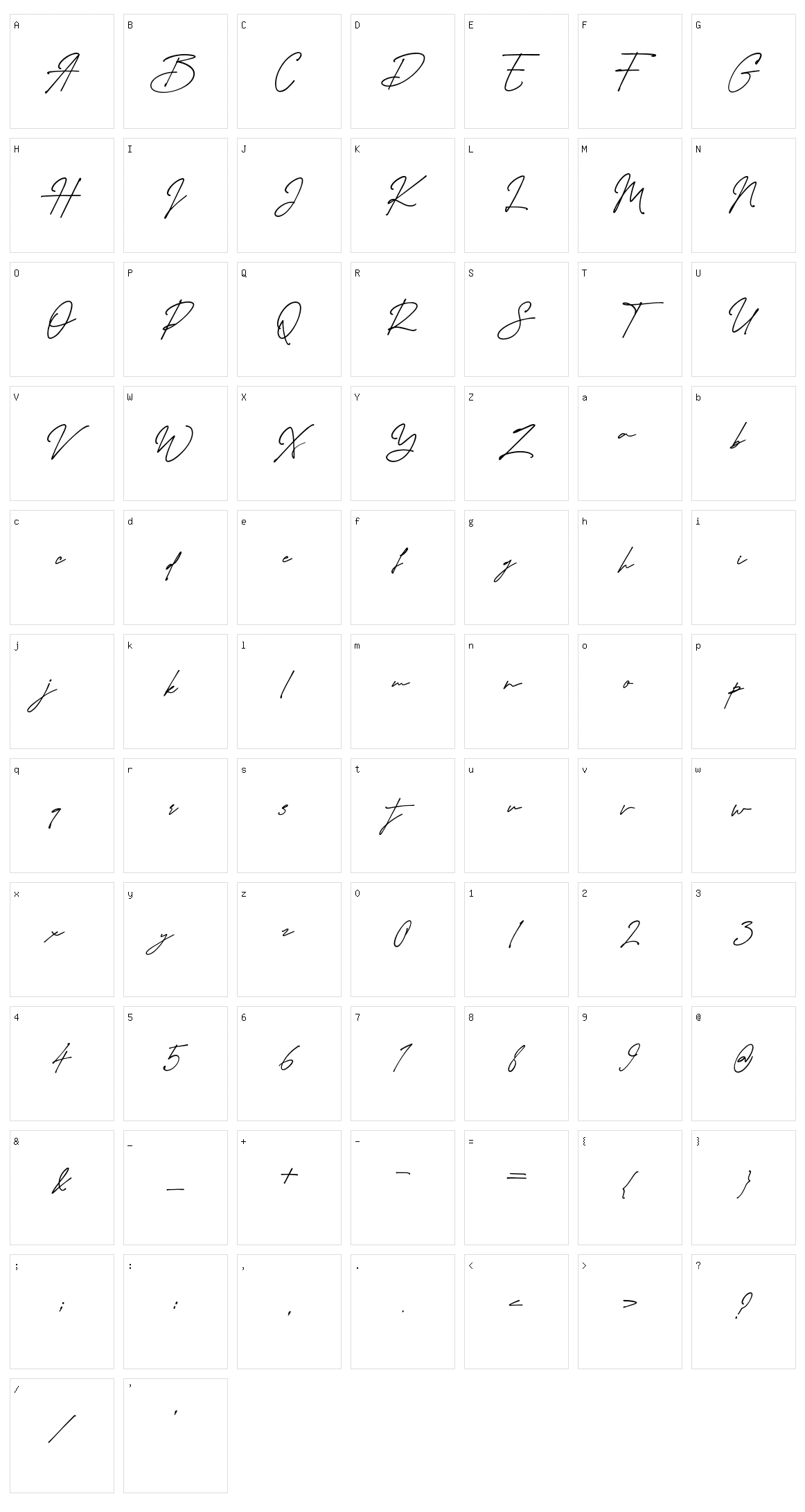 Westbury Signature Character Set