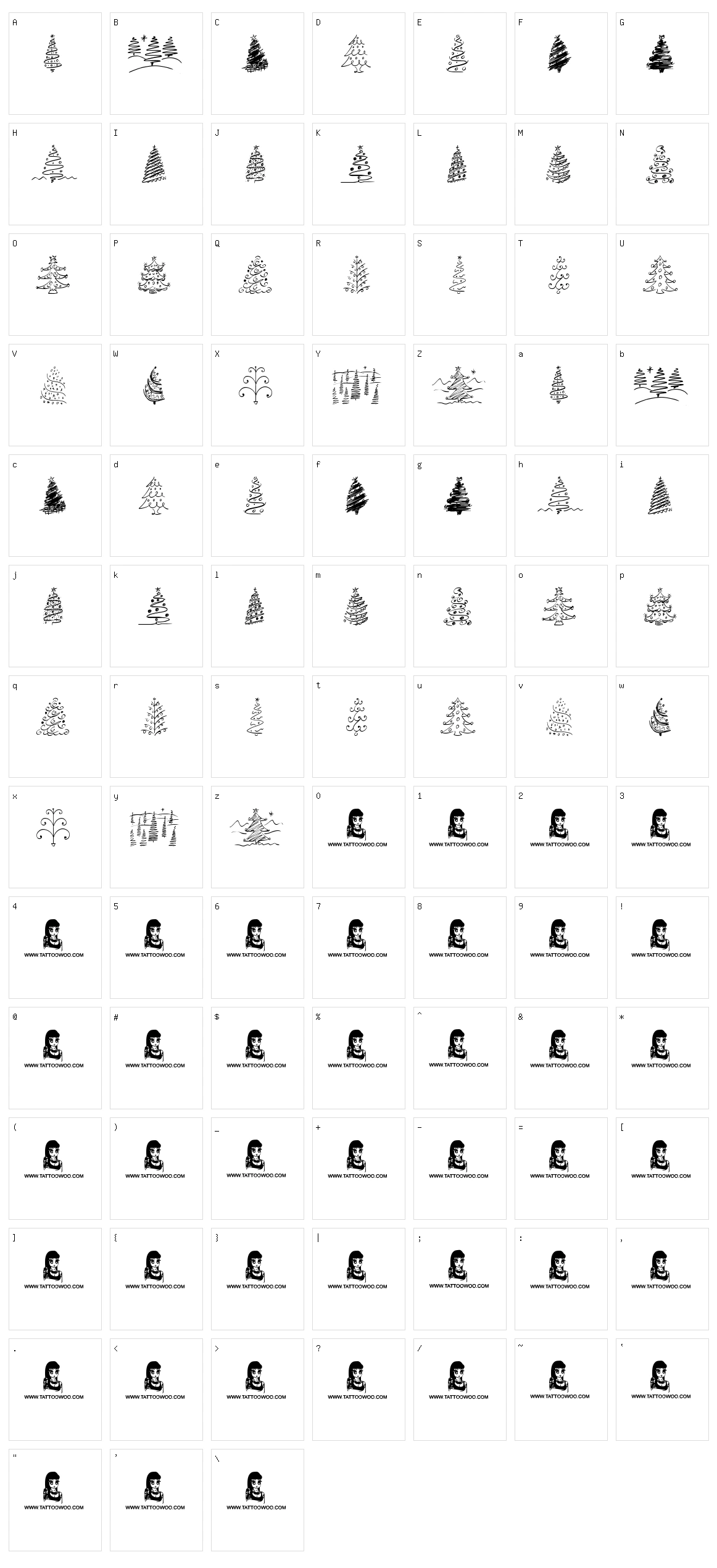 Christmas Trees Celebration Character Set