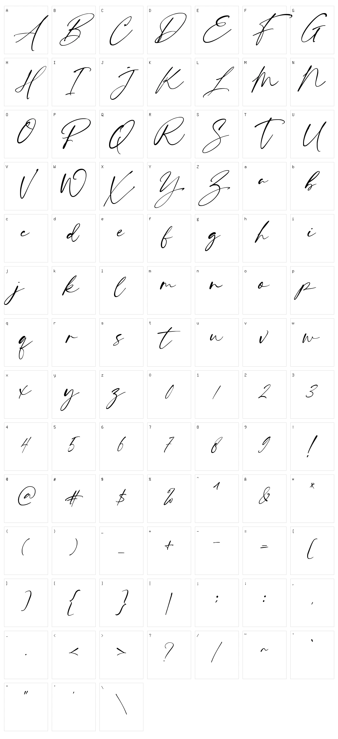 White Palmer Character Set