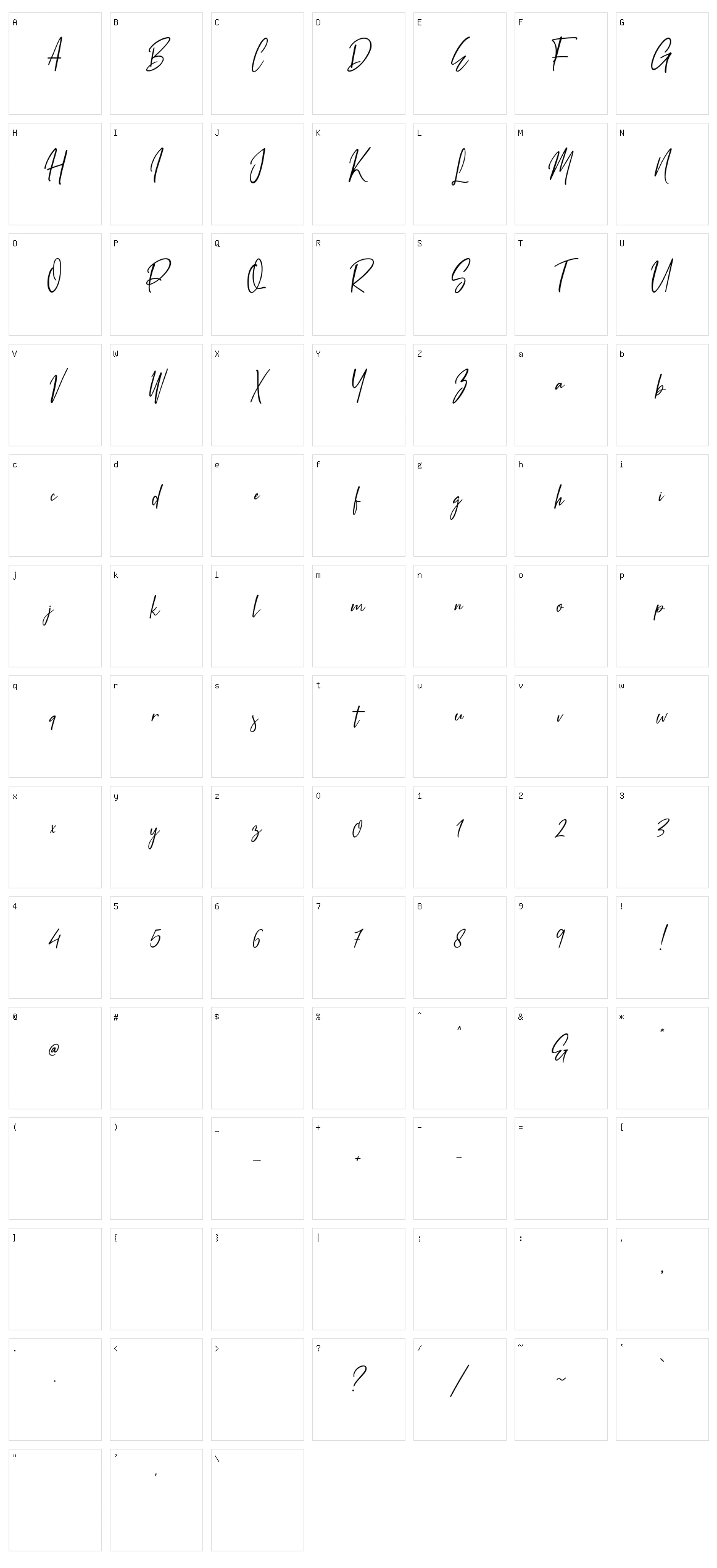 White Pen Character Set