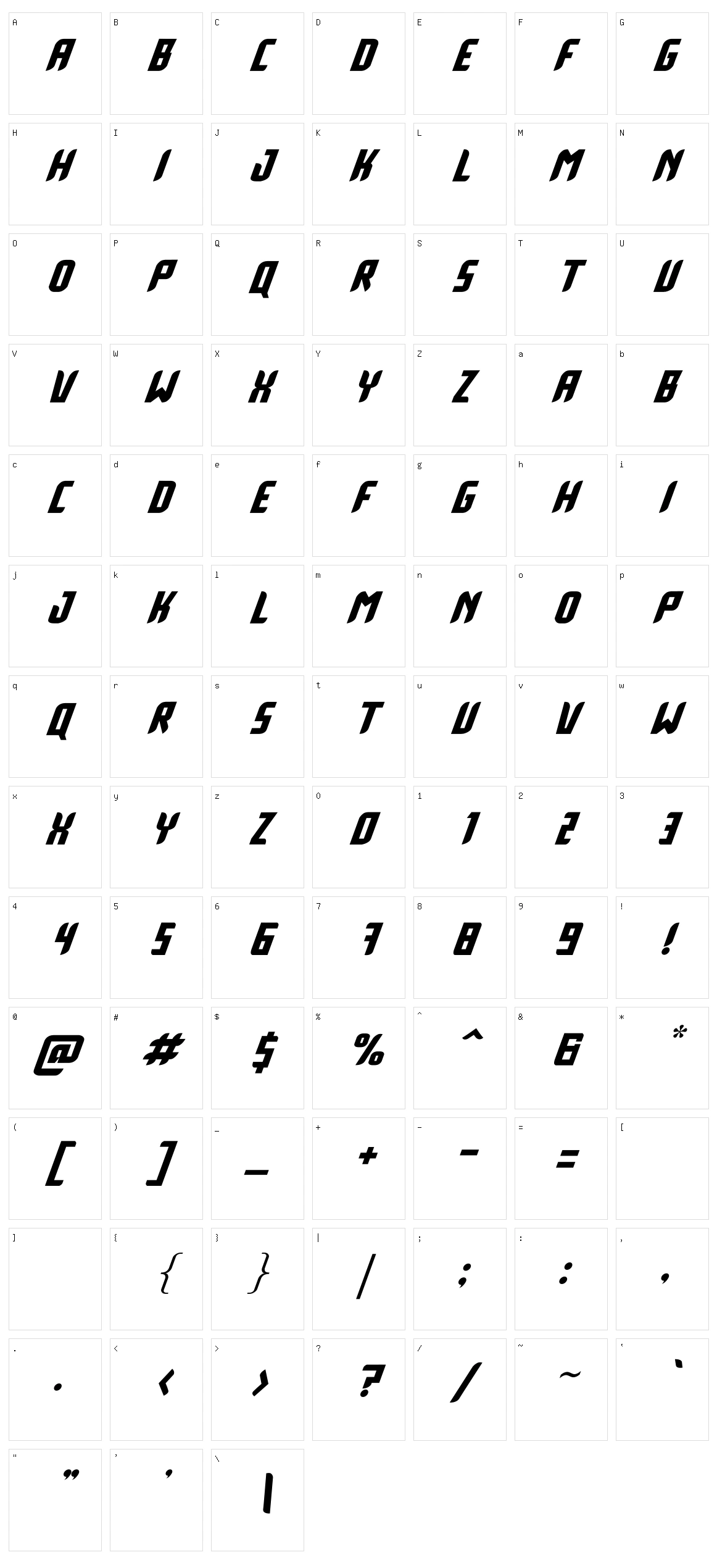 White Systemattic Character Set