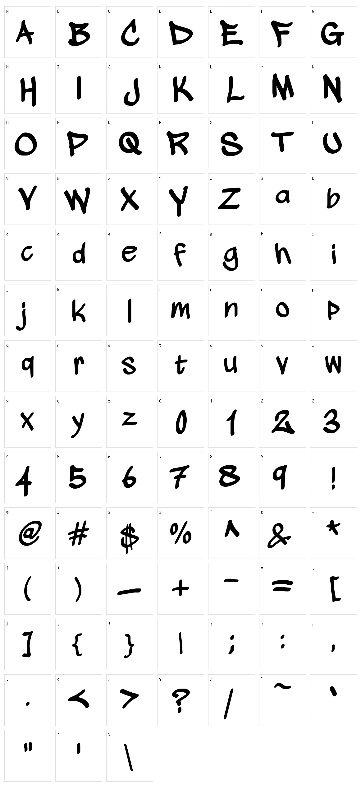 Wickhop Handwriting Character Set