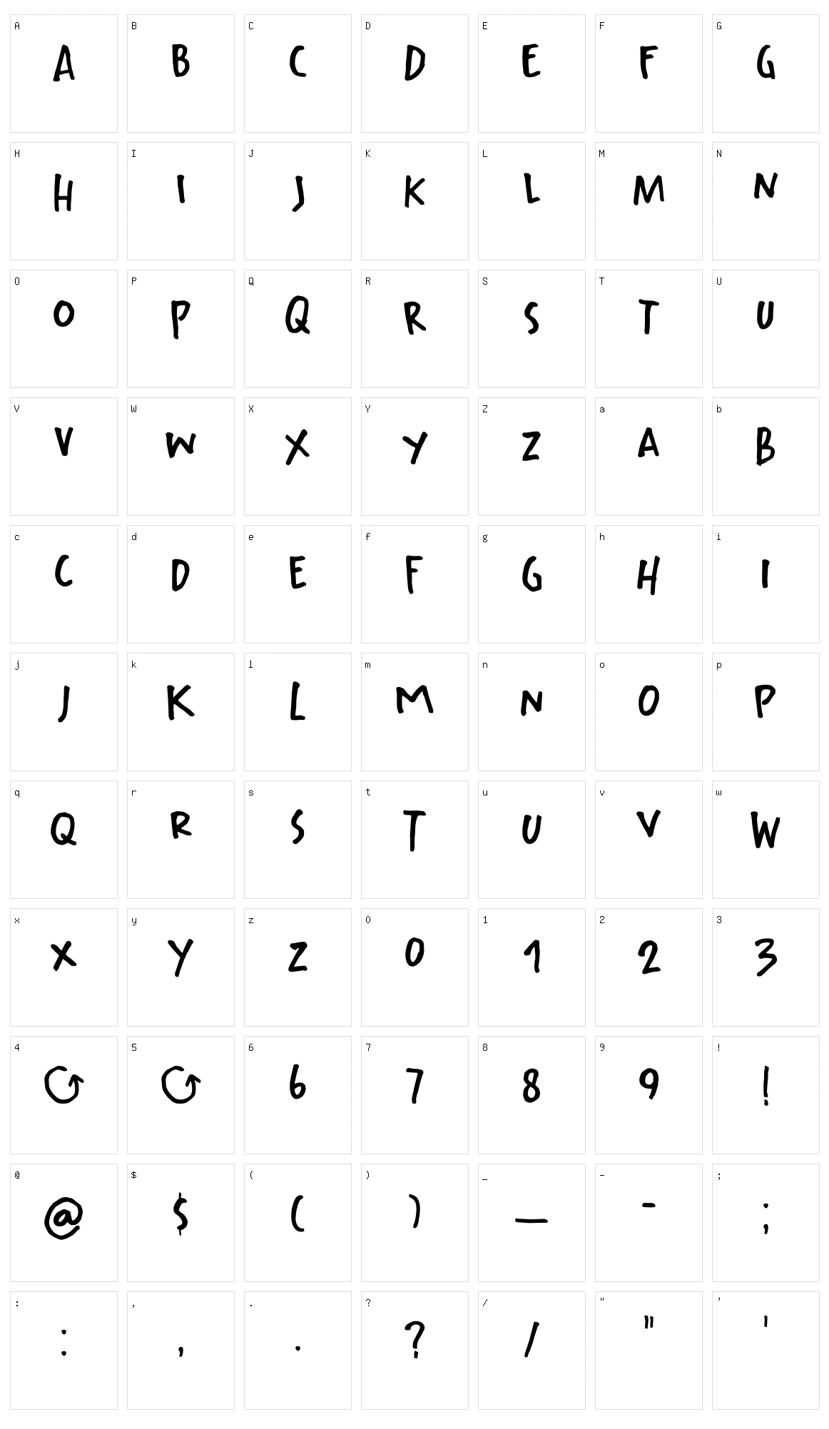 Widdershins Character Set