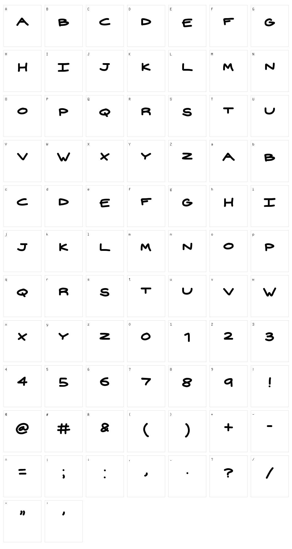 Widehand Character Set