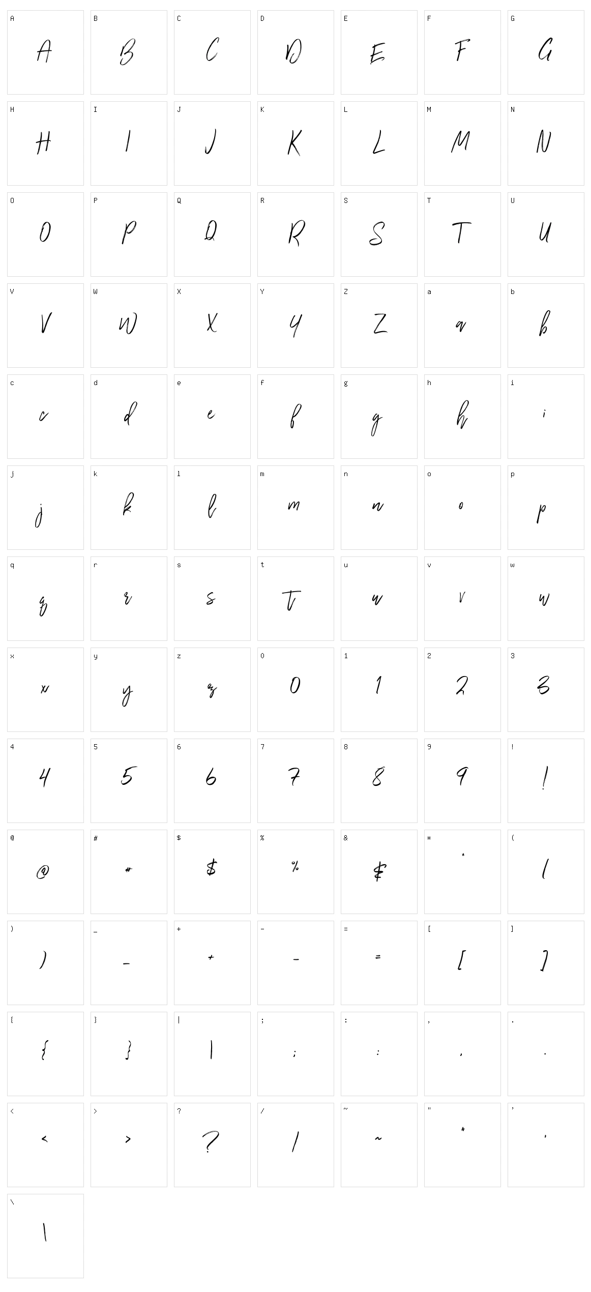Wilderness Typeface Character Set