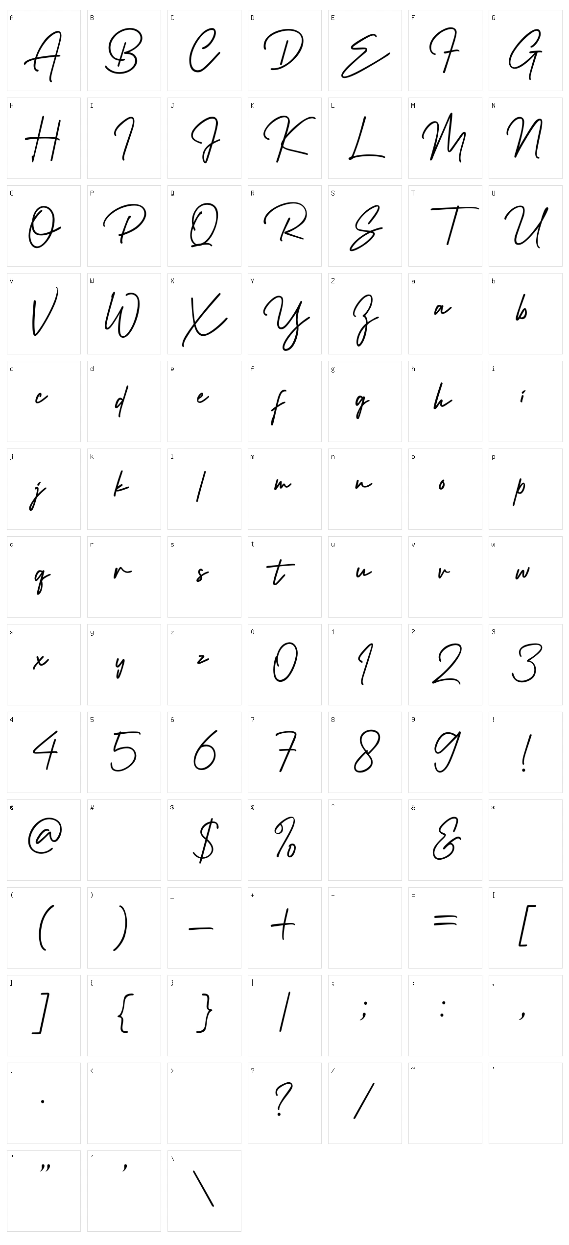 Wiliam Signature Character Set