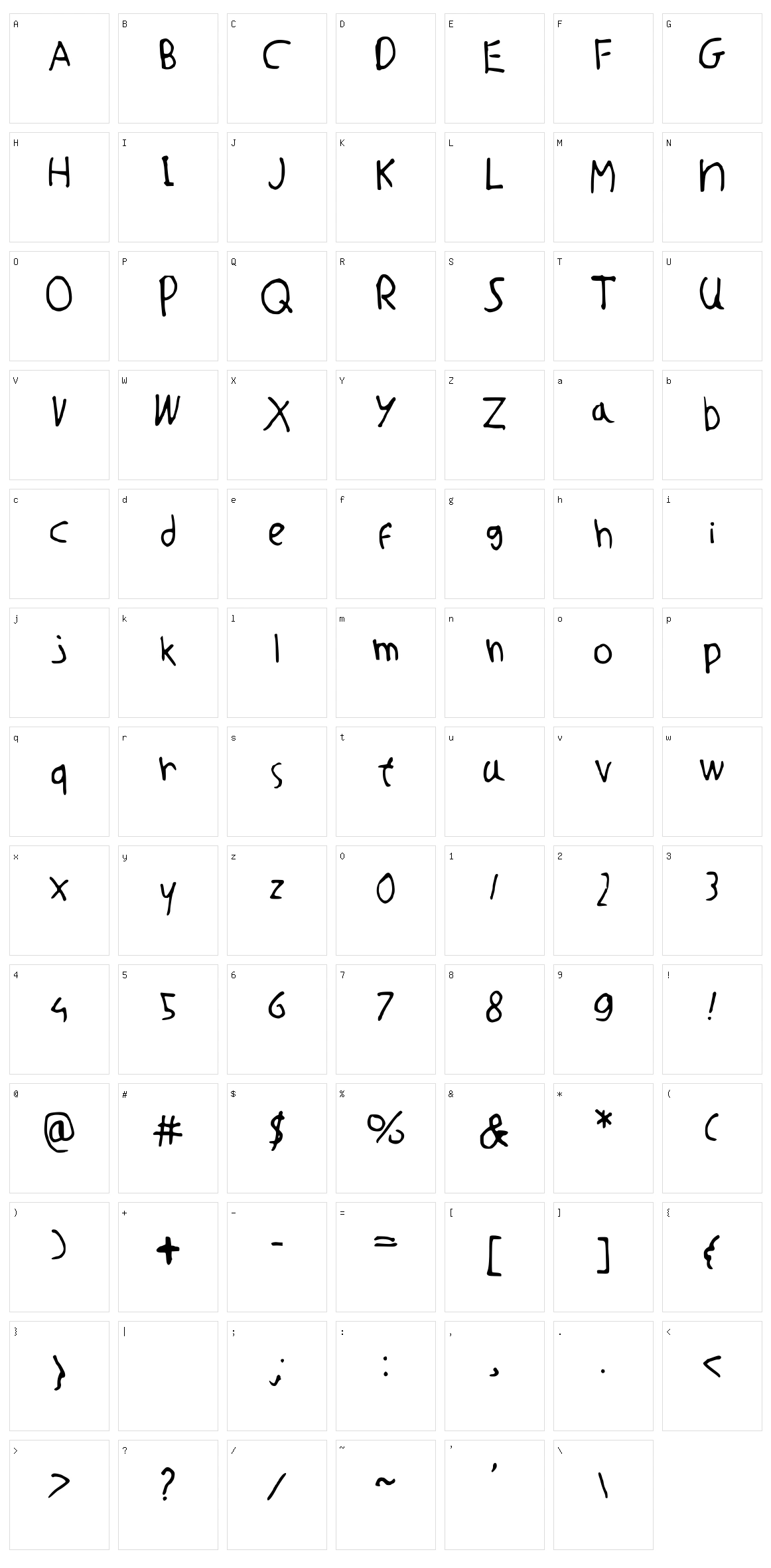 Willems Font Character Set
