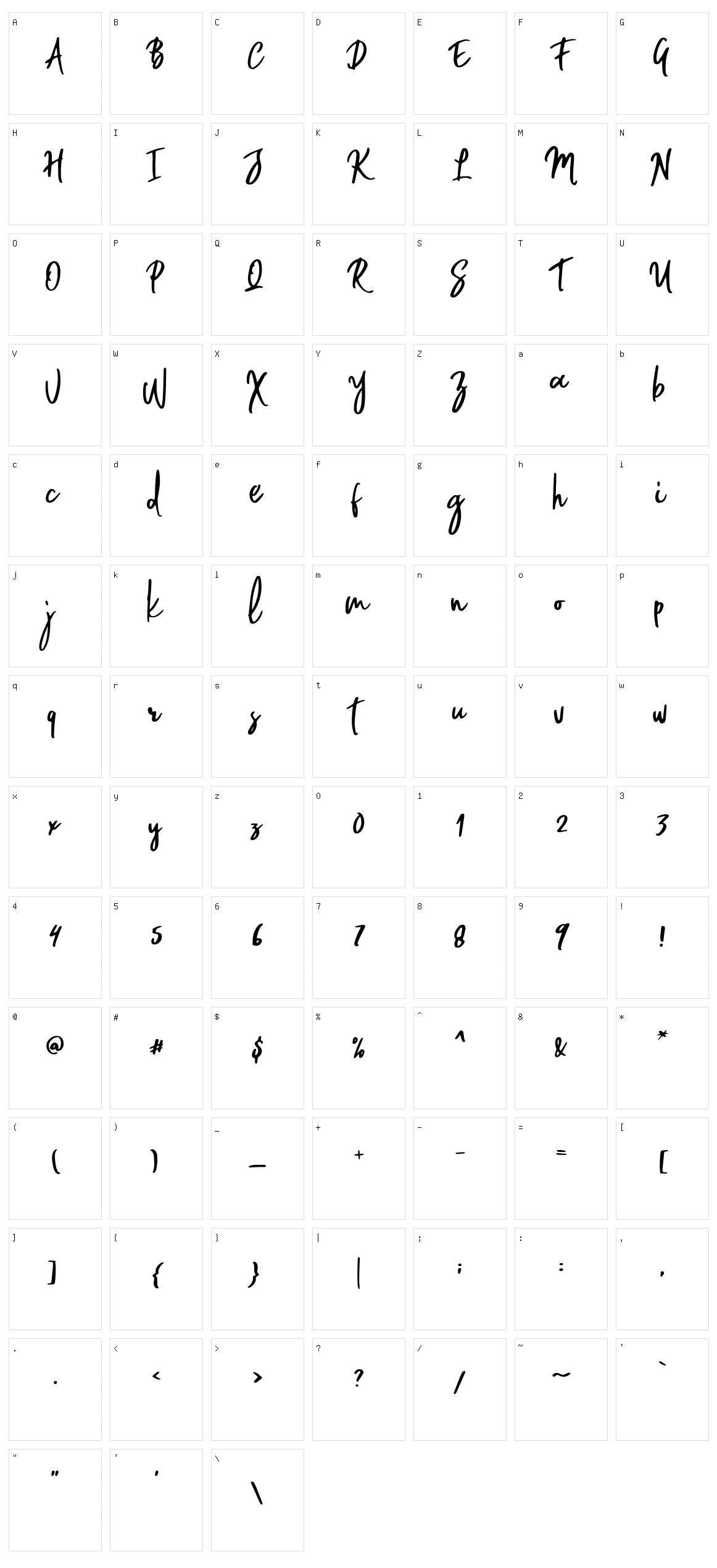 Willford Brush Character Set