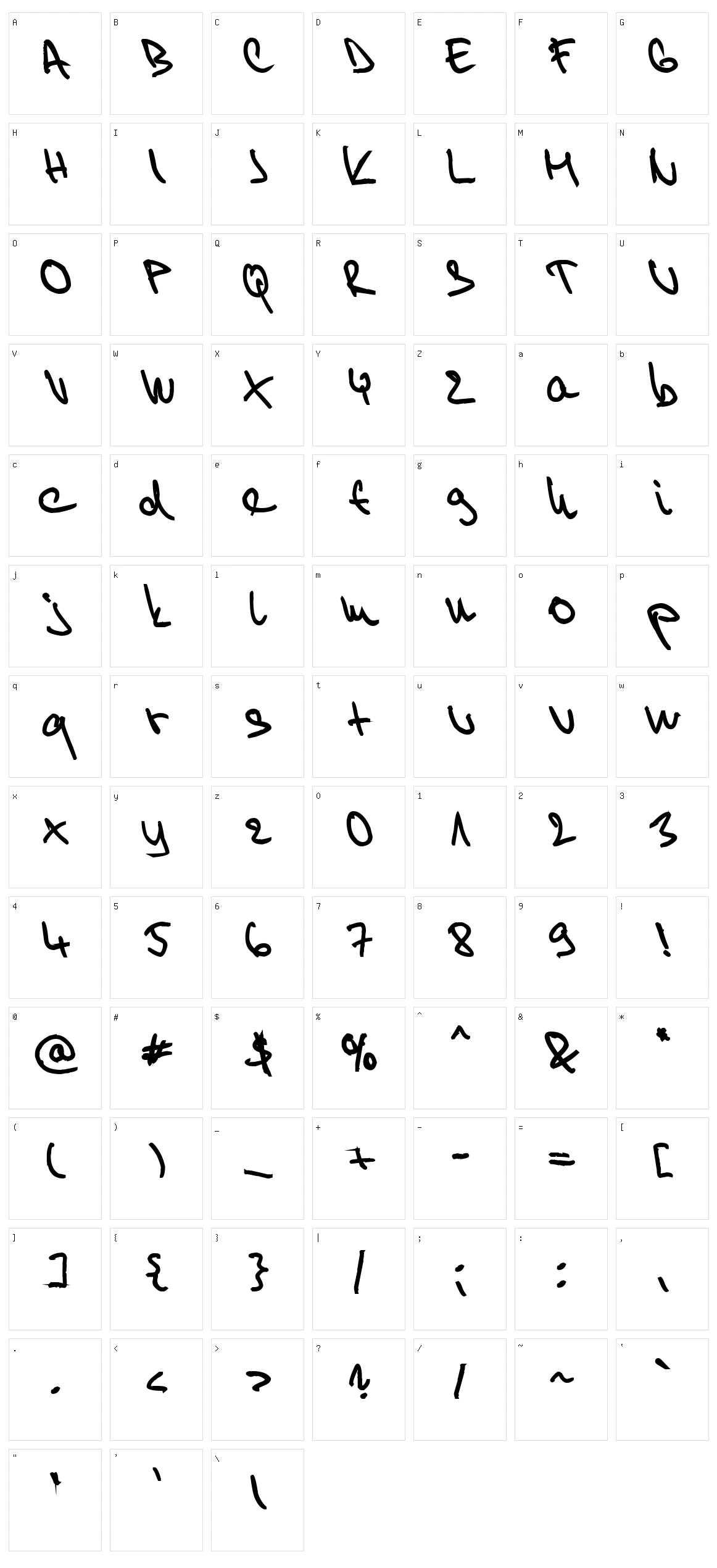 Willy 2 Character Set
