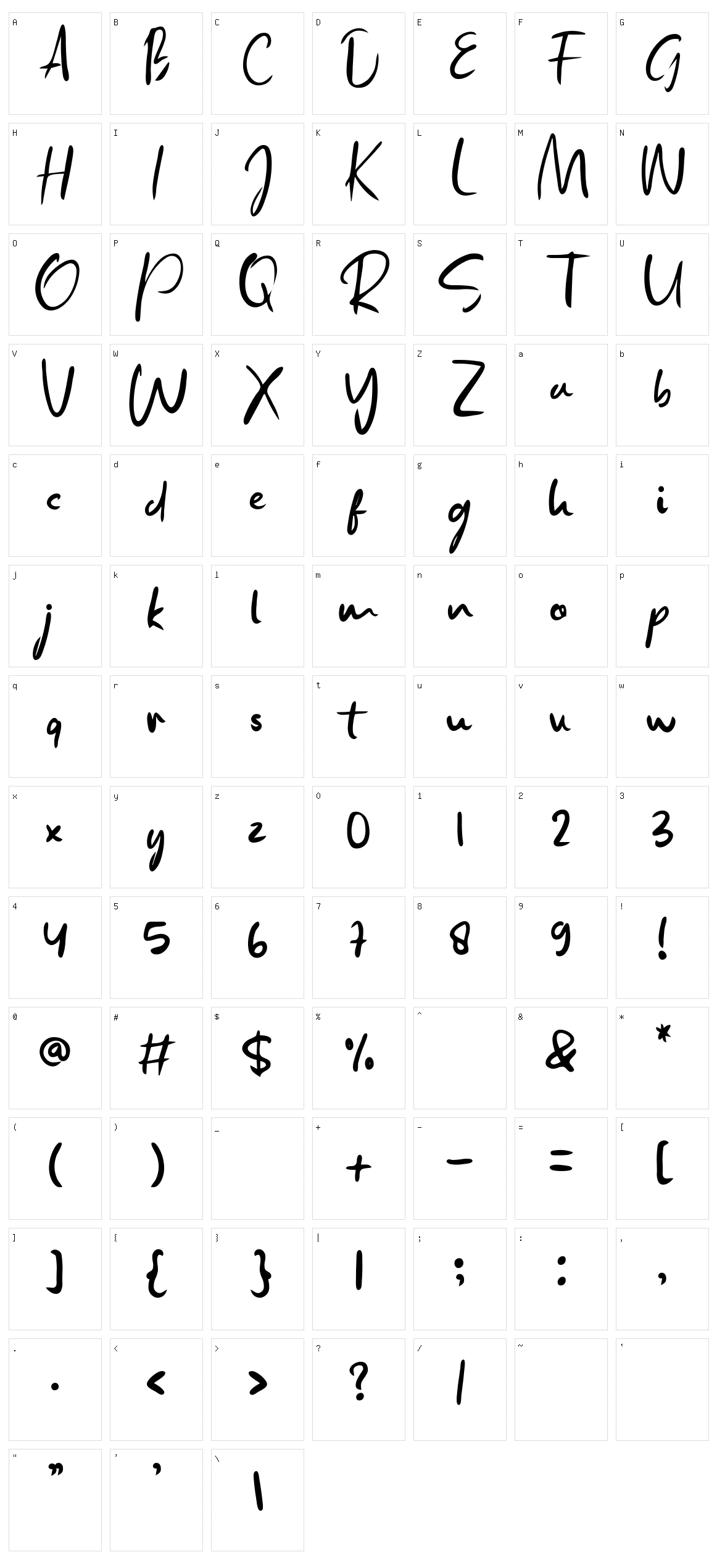 Windesia Character Set