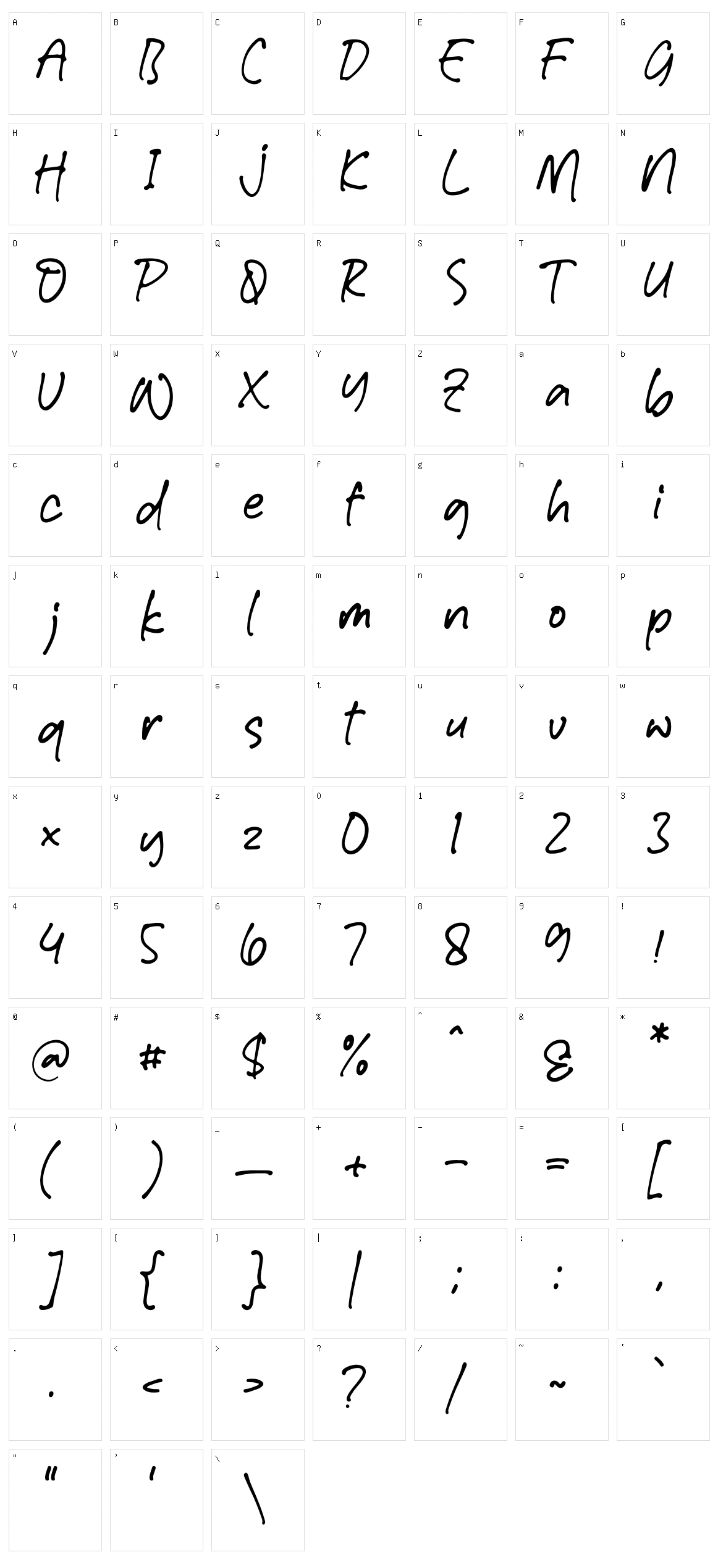 Window Notes Character Set