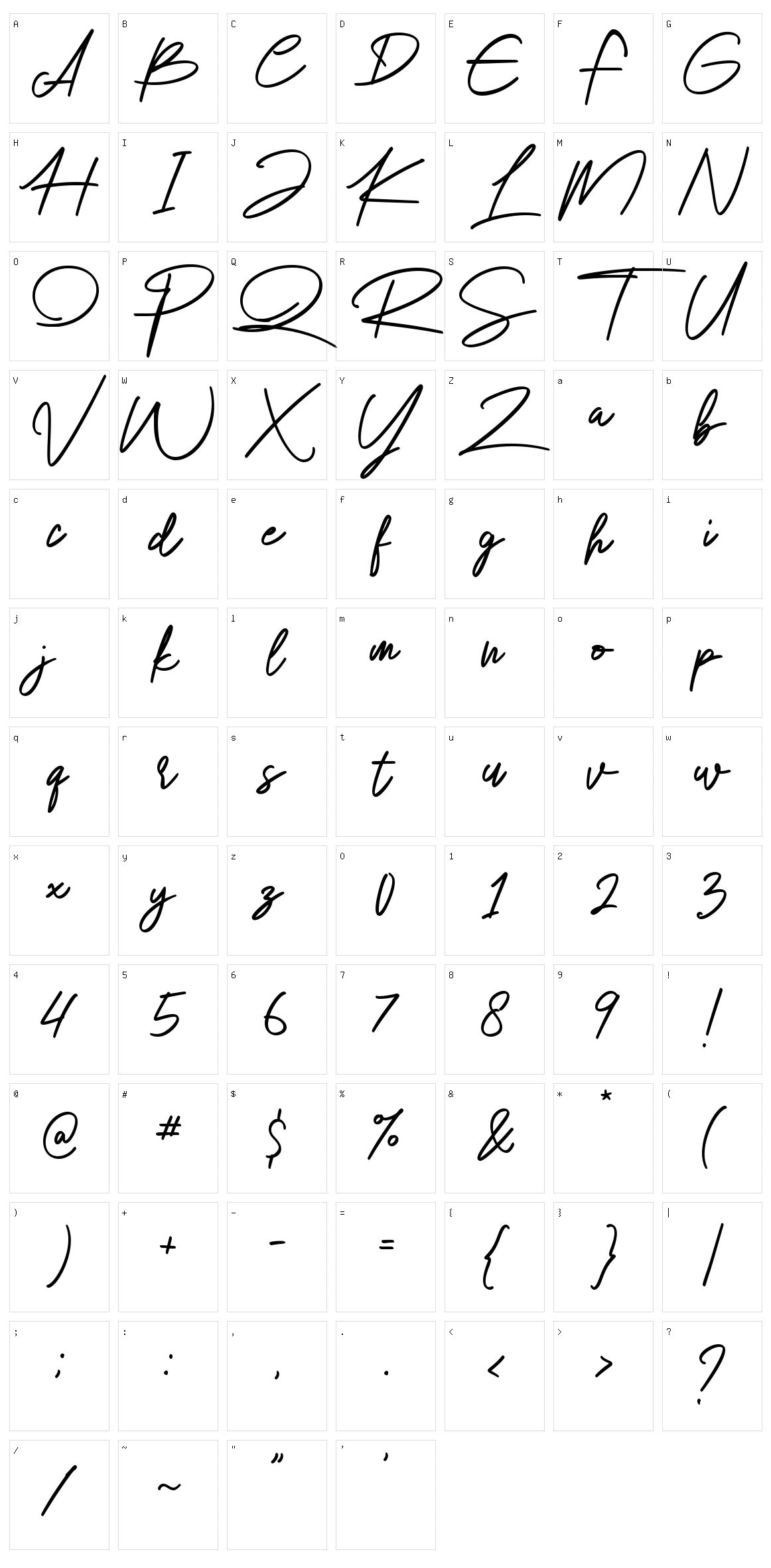 Winlove Character Set