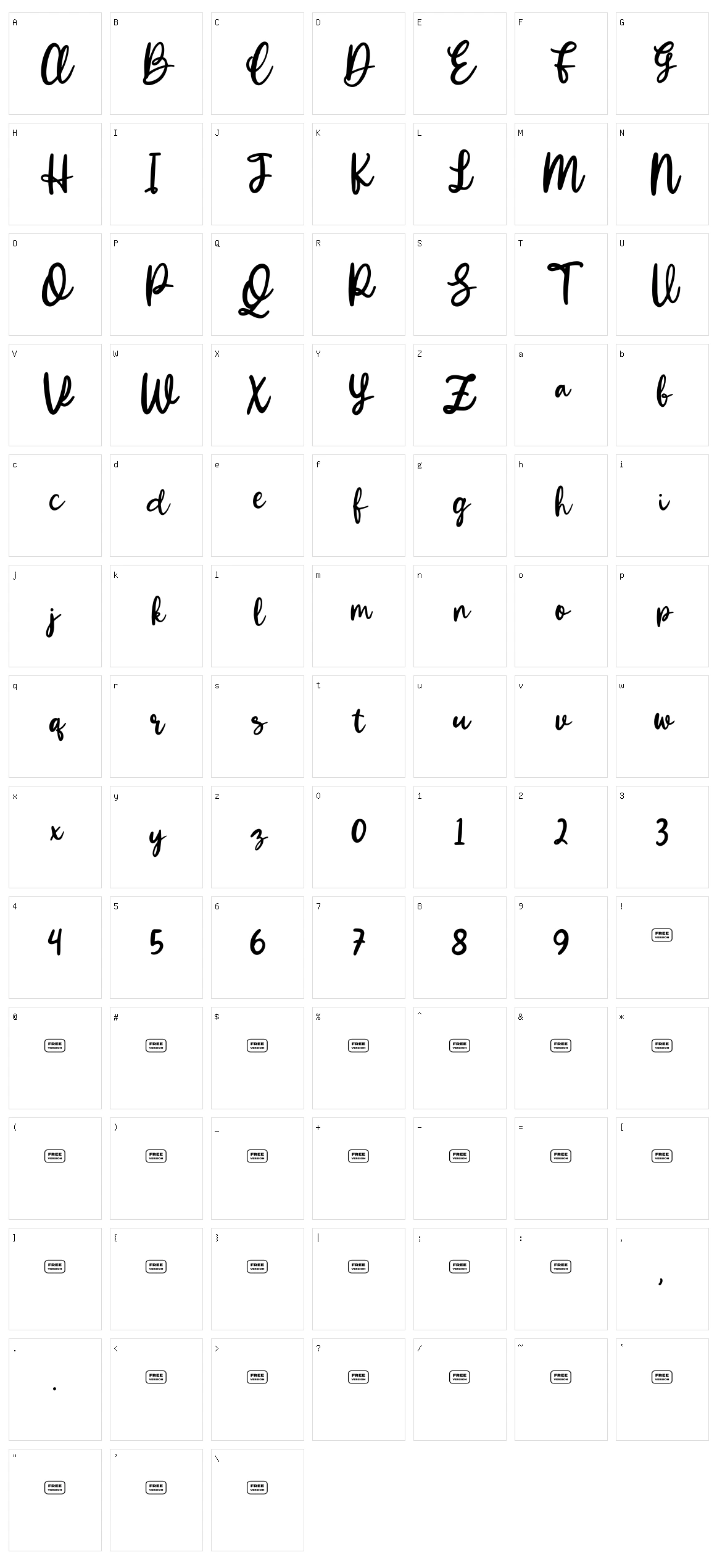 Winola Character Set