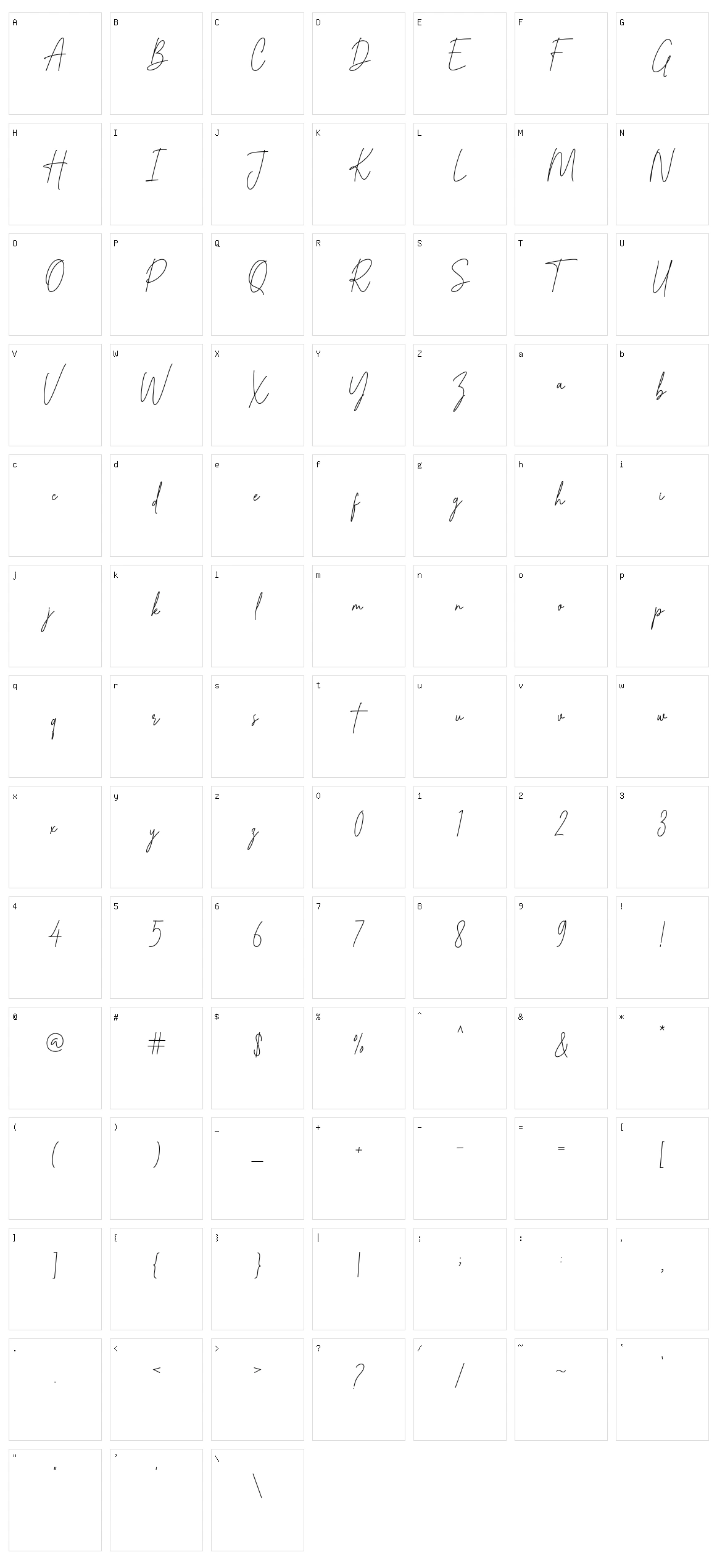 Winsterday Character Set