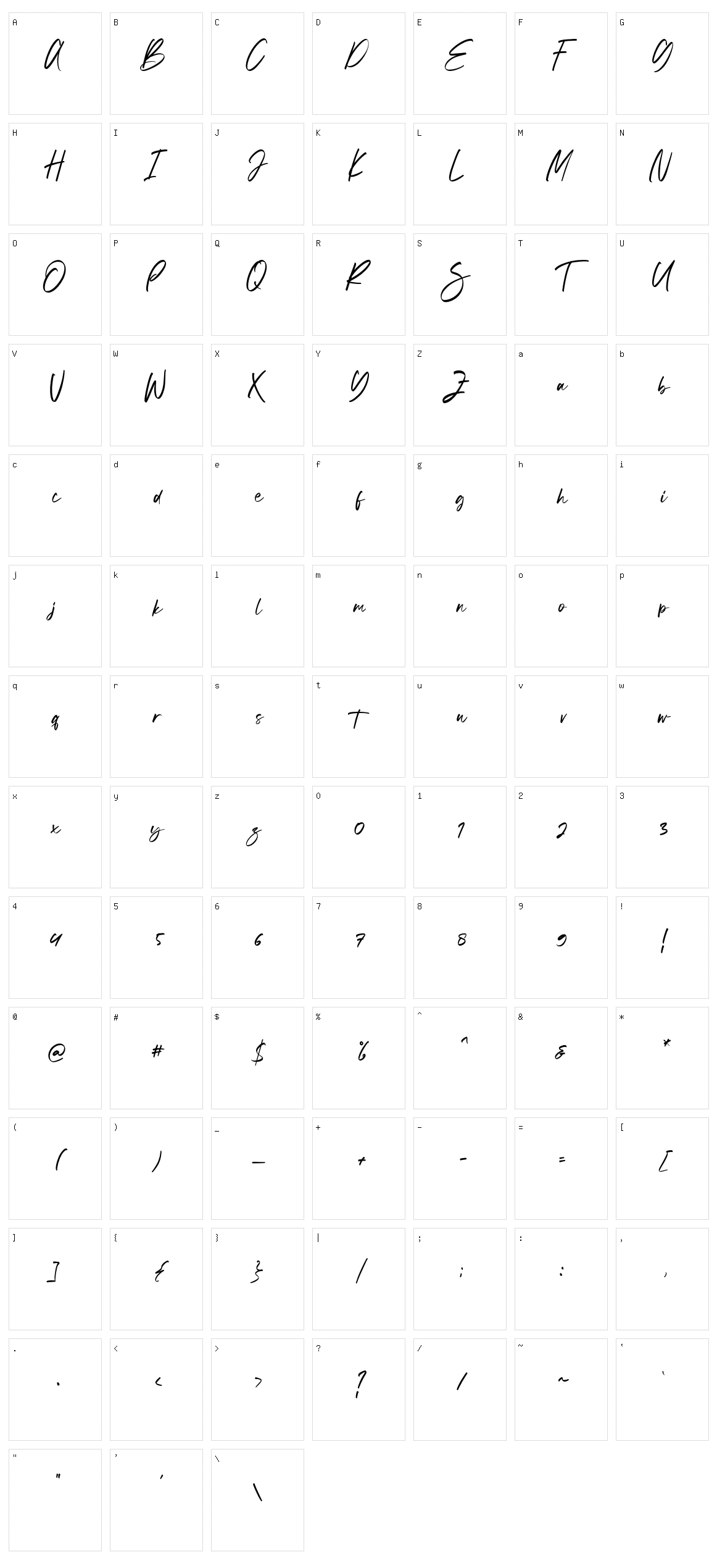 Winsthen Character Set