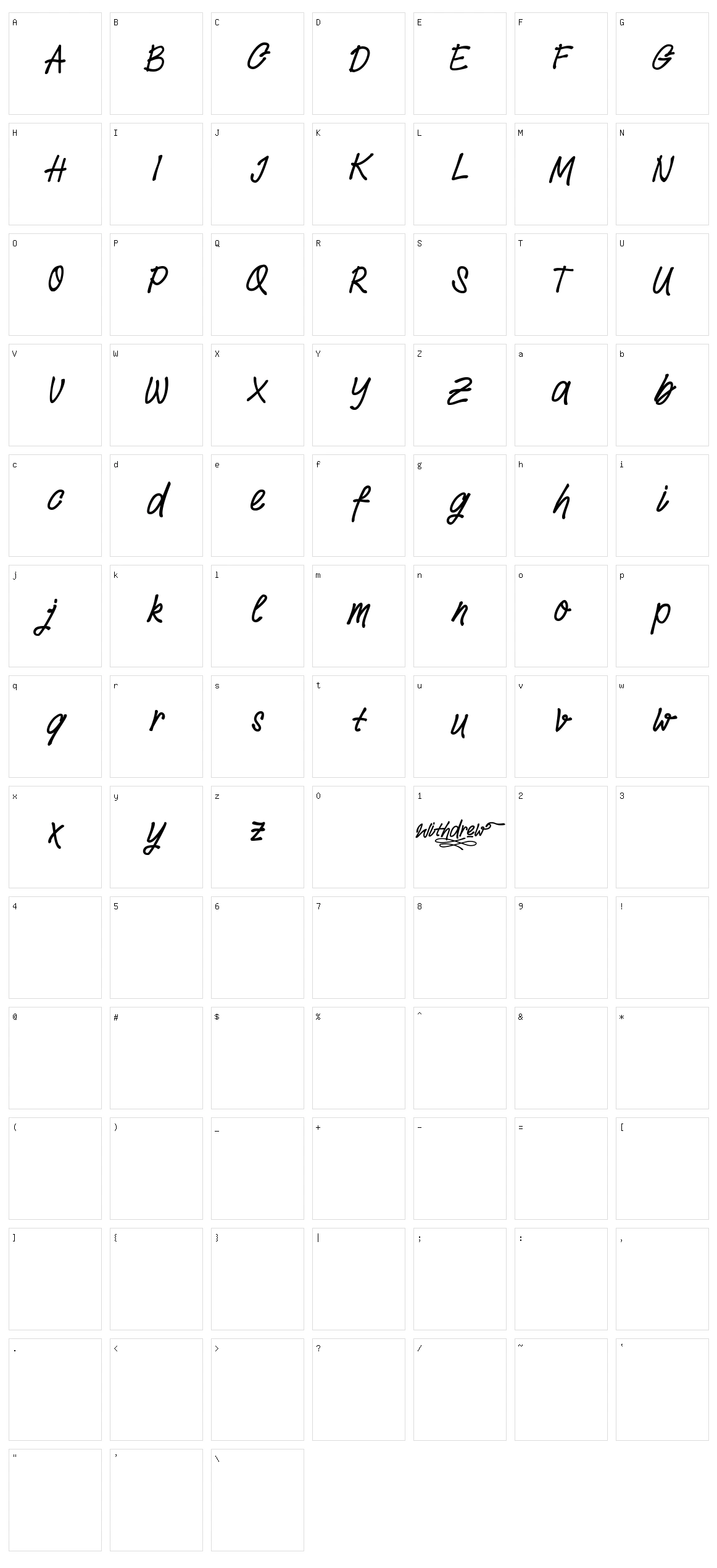 Withdrew Character Set