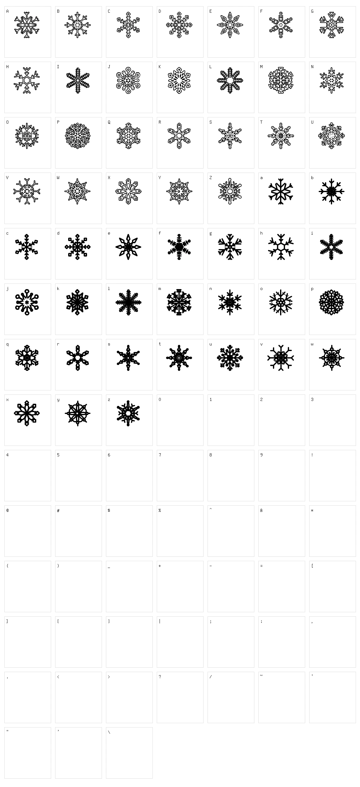 Snowflakes St Character Set
