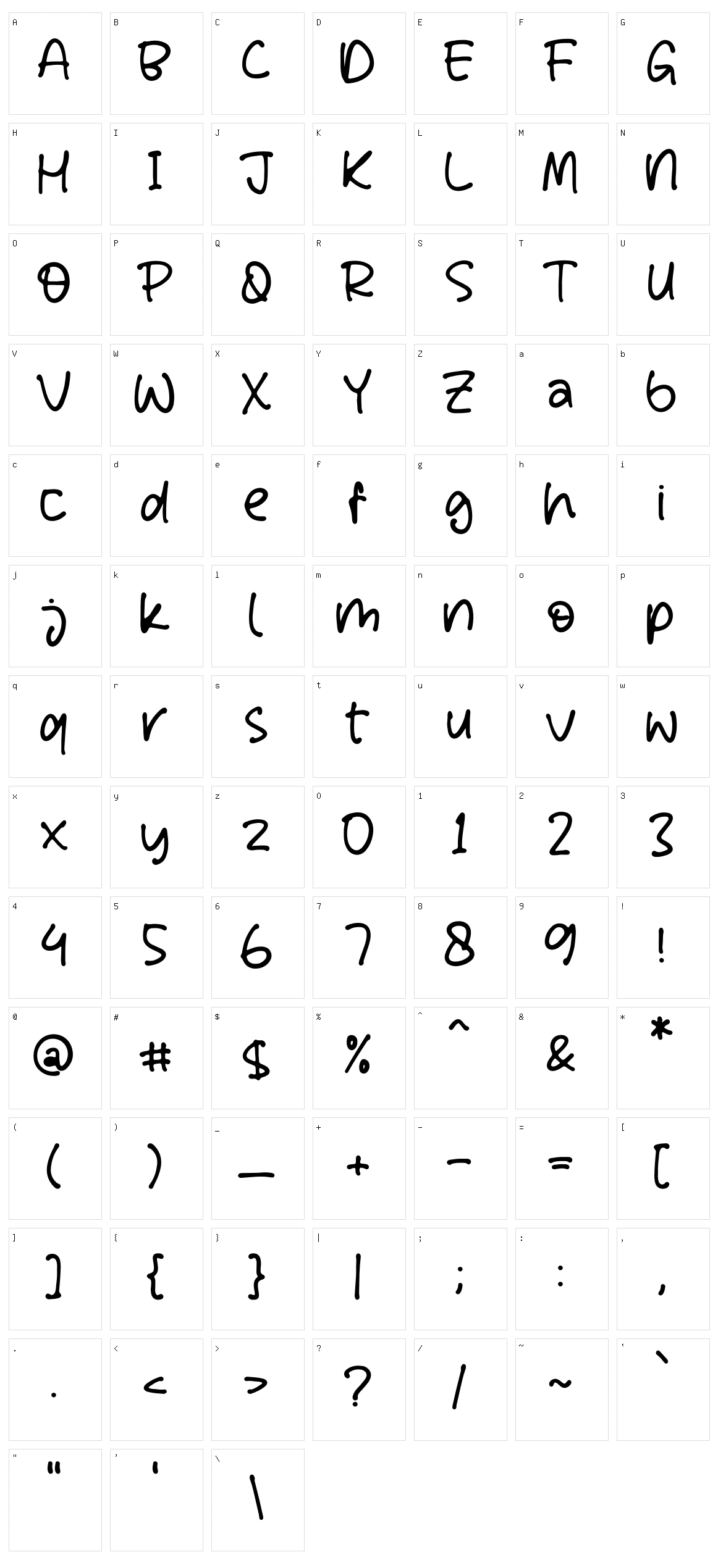 Wondering Notes Character Set
