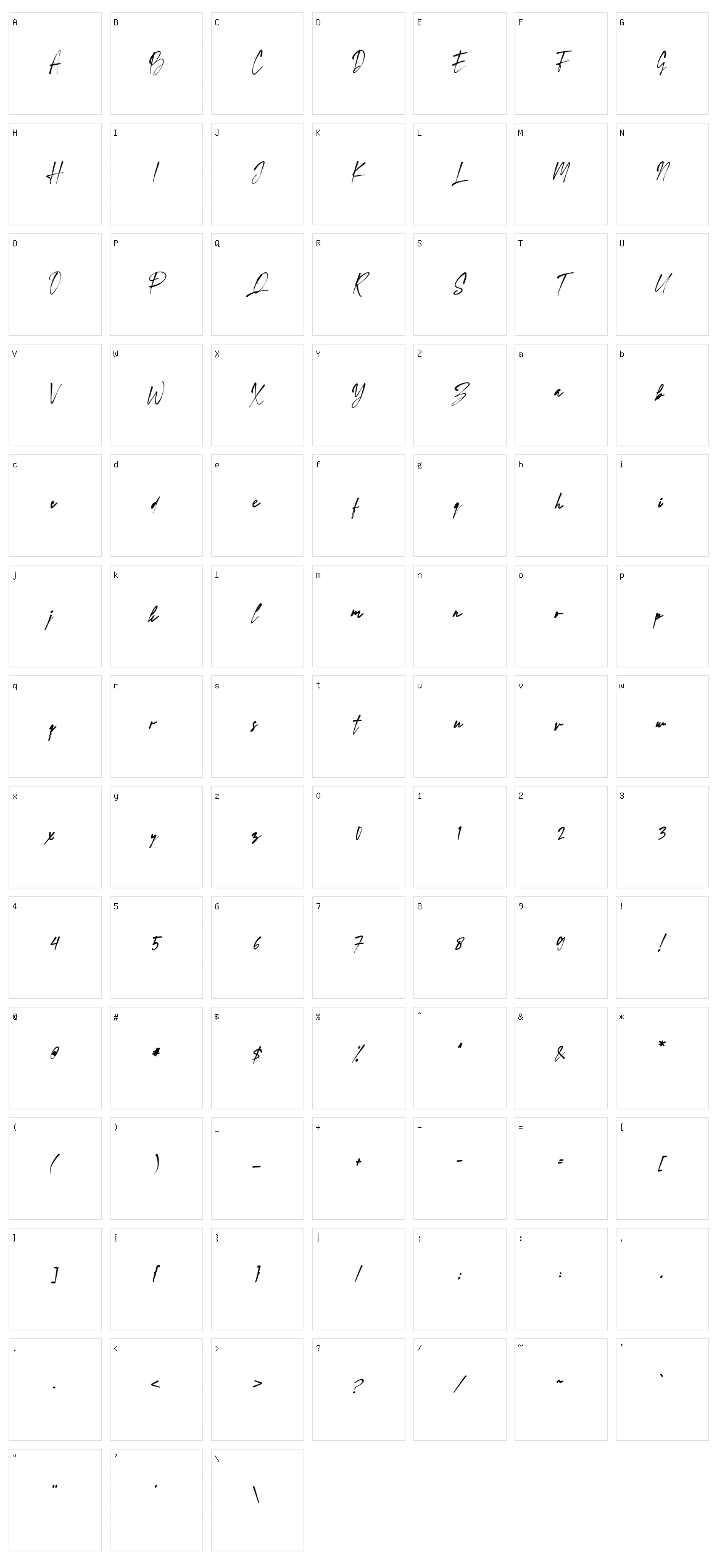Word Signature Character Set