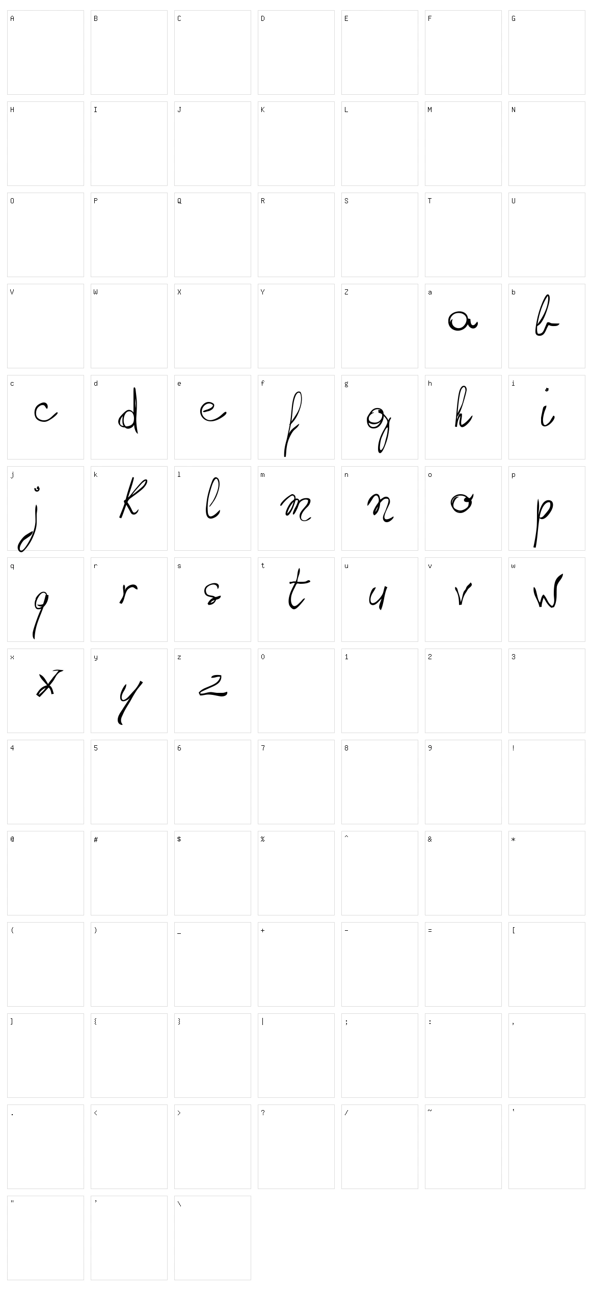 Writing something by hand Character Set