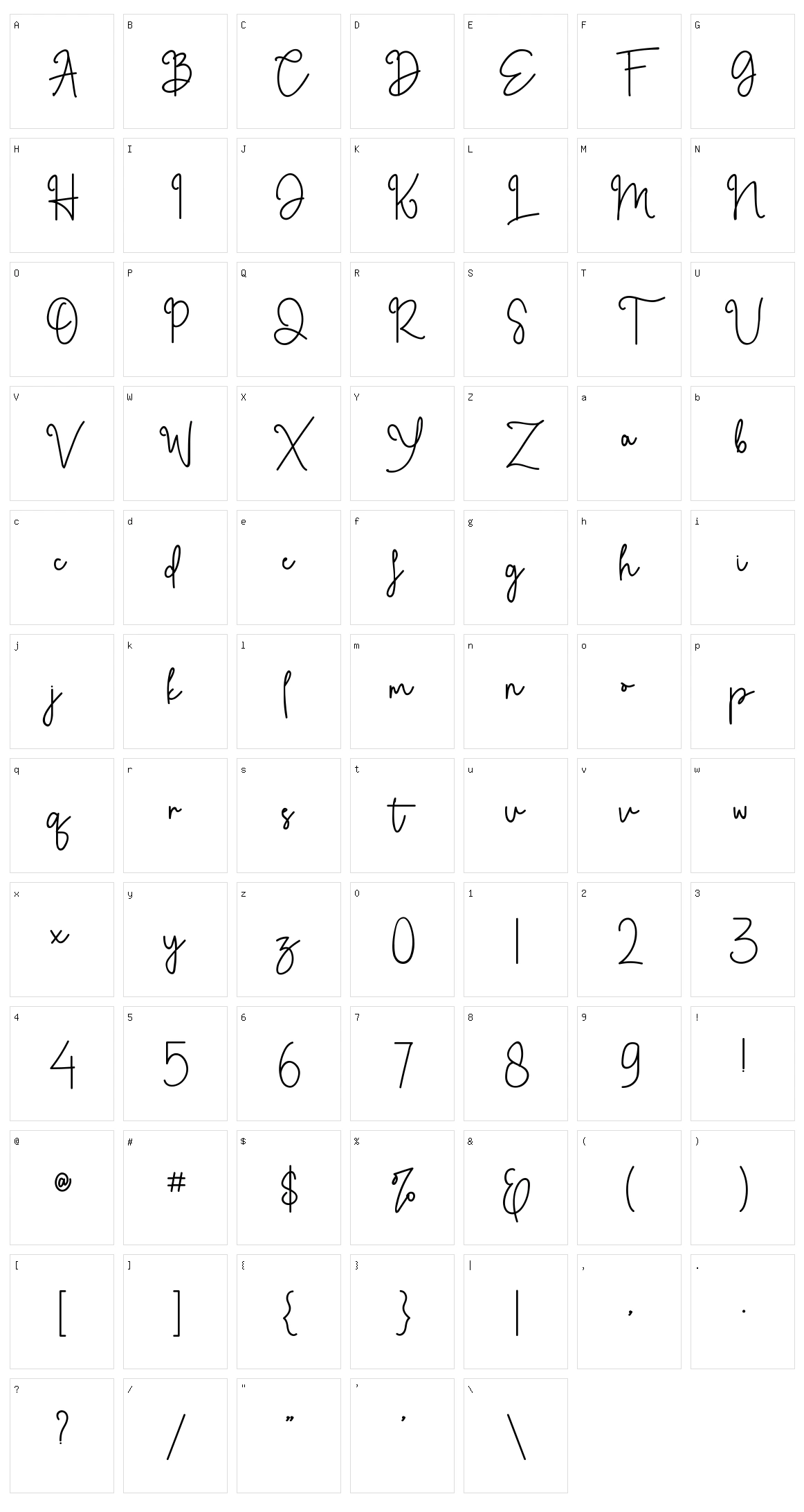 Writterose Character Set