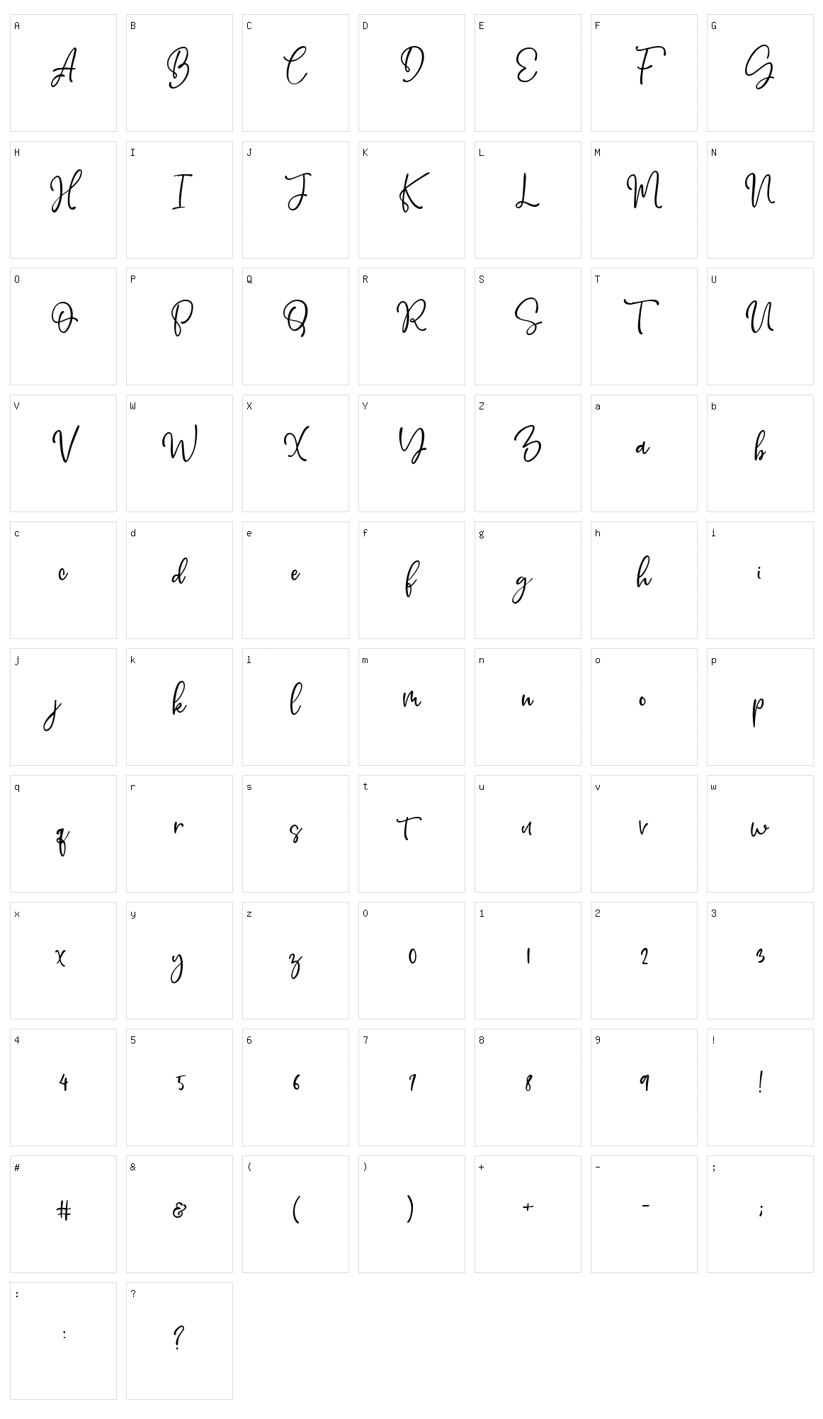 Wyaletta Character Set