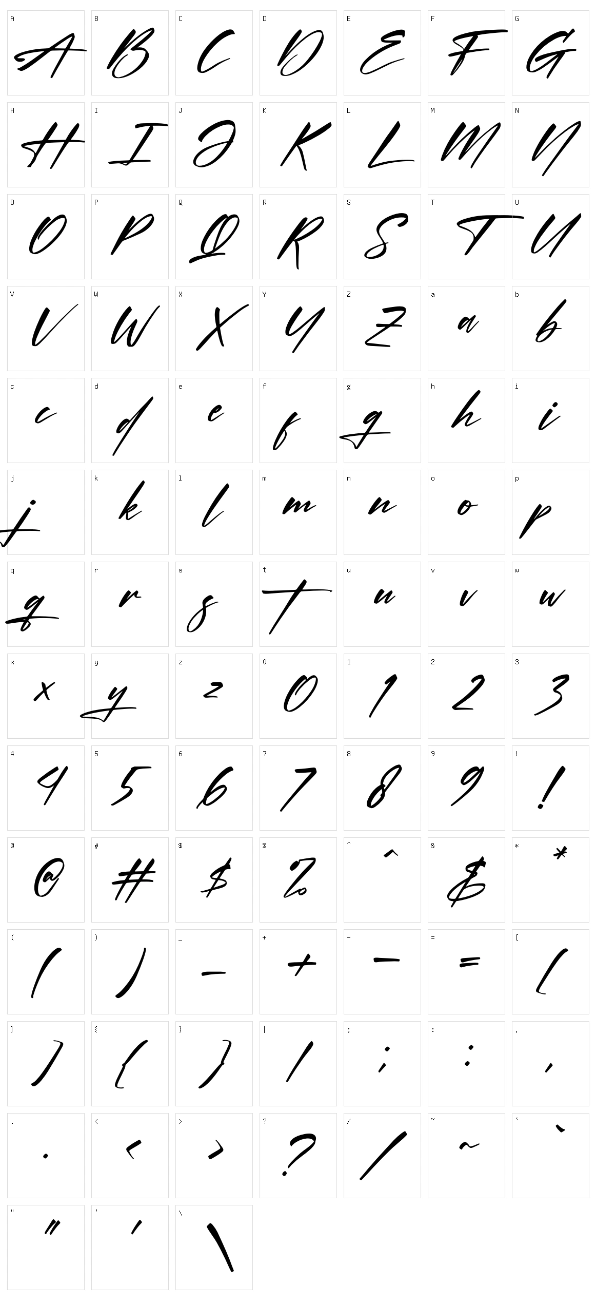 Xantegrode Signature Character Set