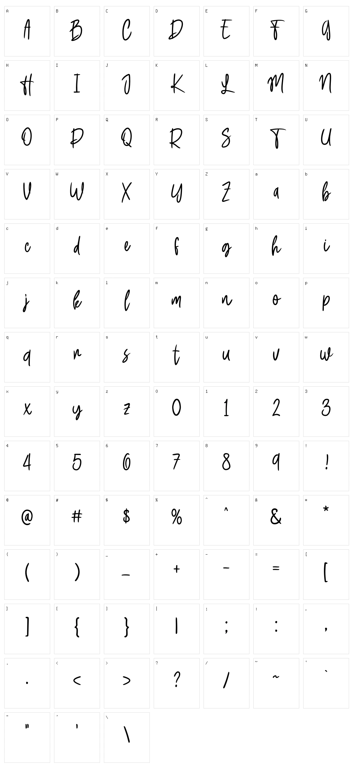 Xiomy Character Set