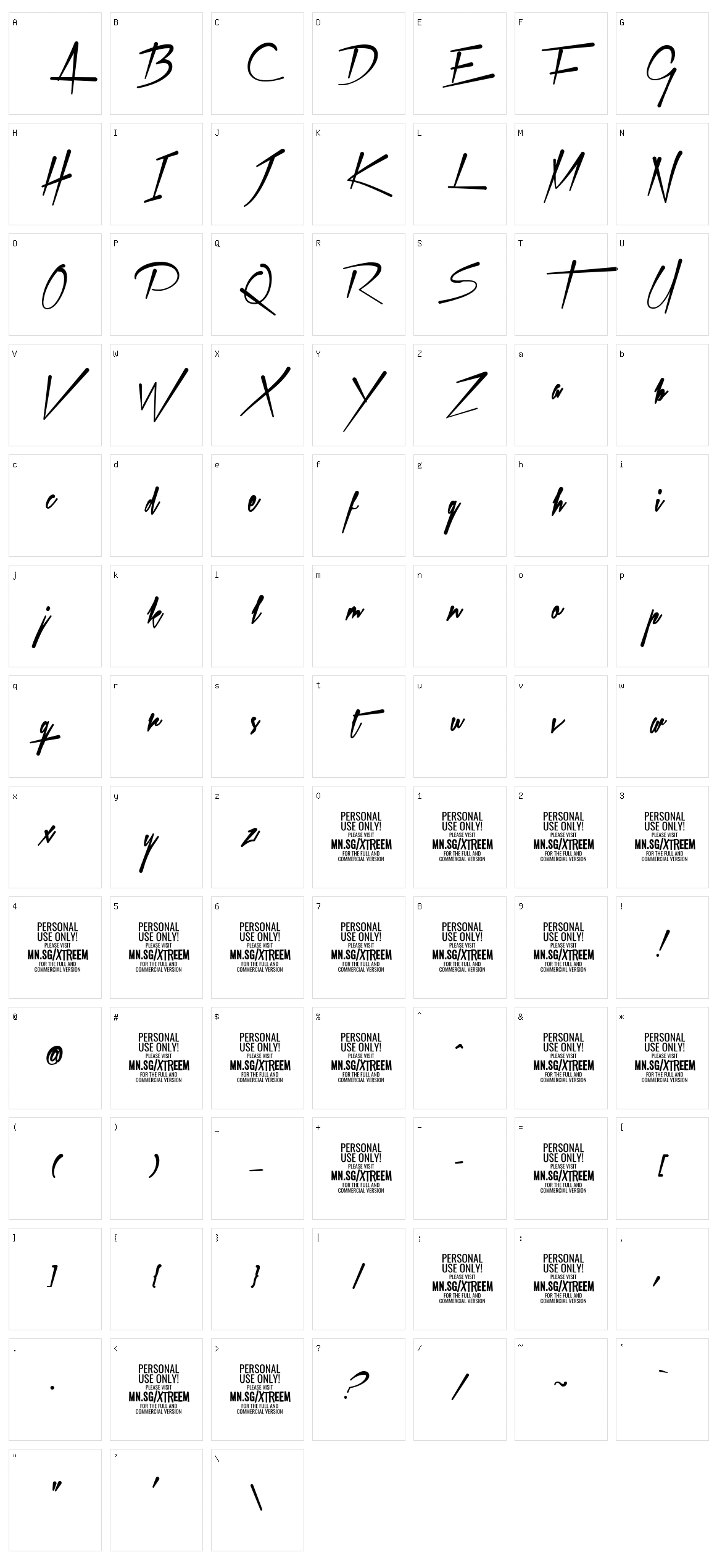 Xtreem Character Set