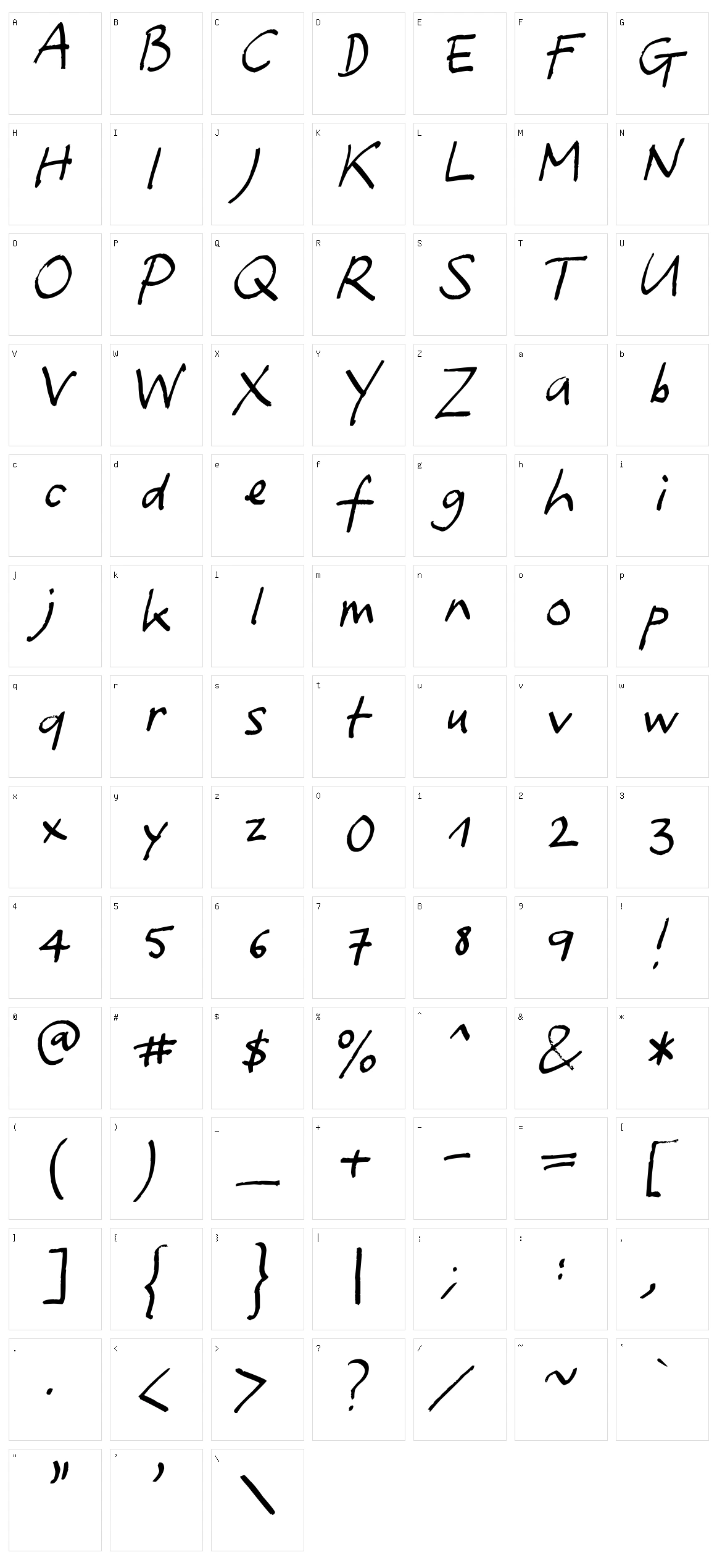 Yafont Character Set