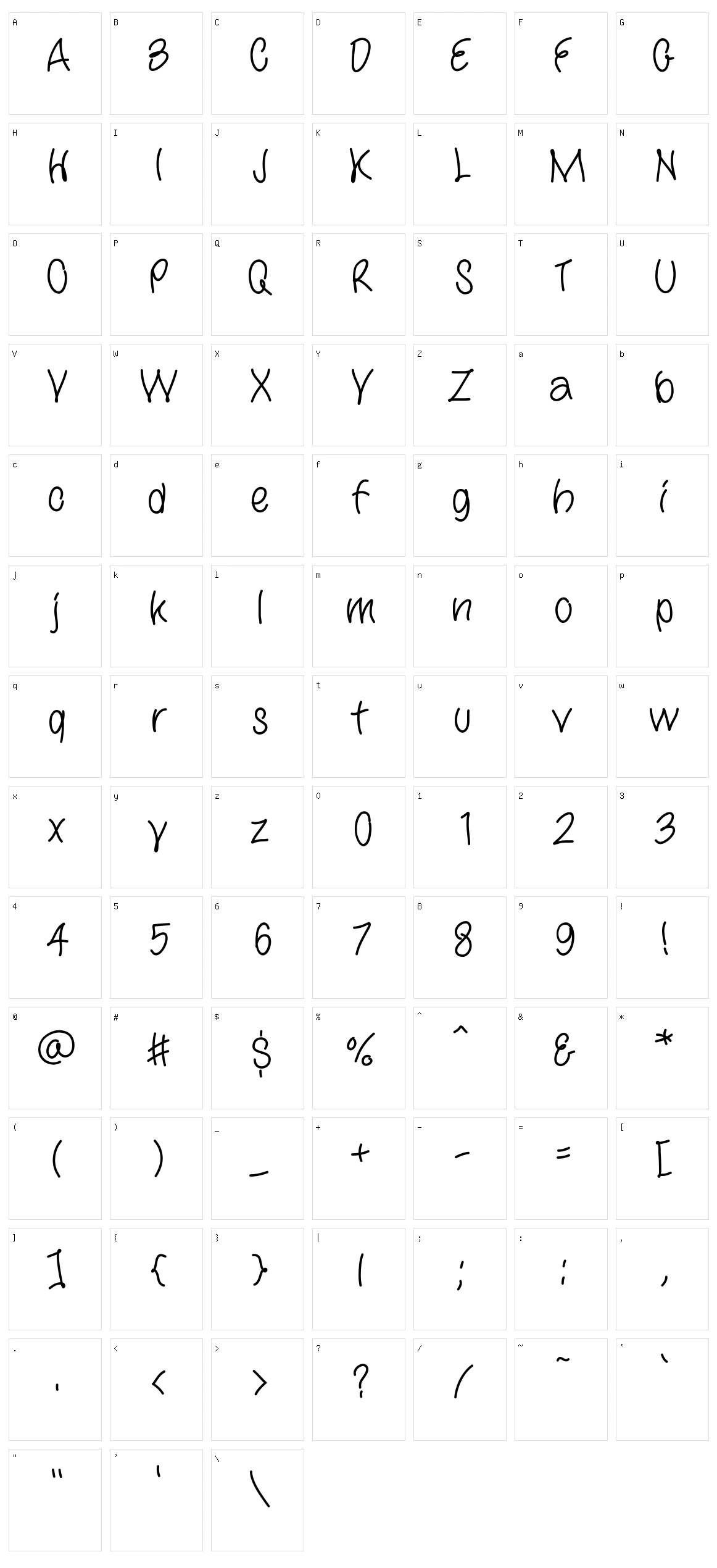 Yana Character Set