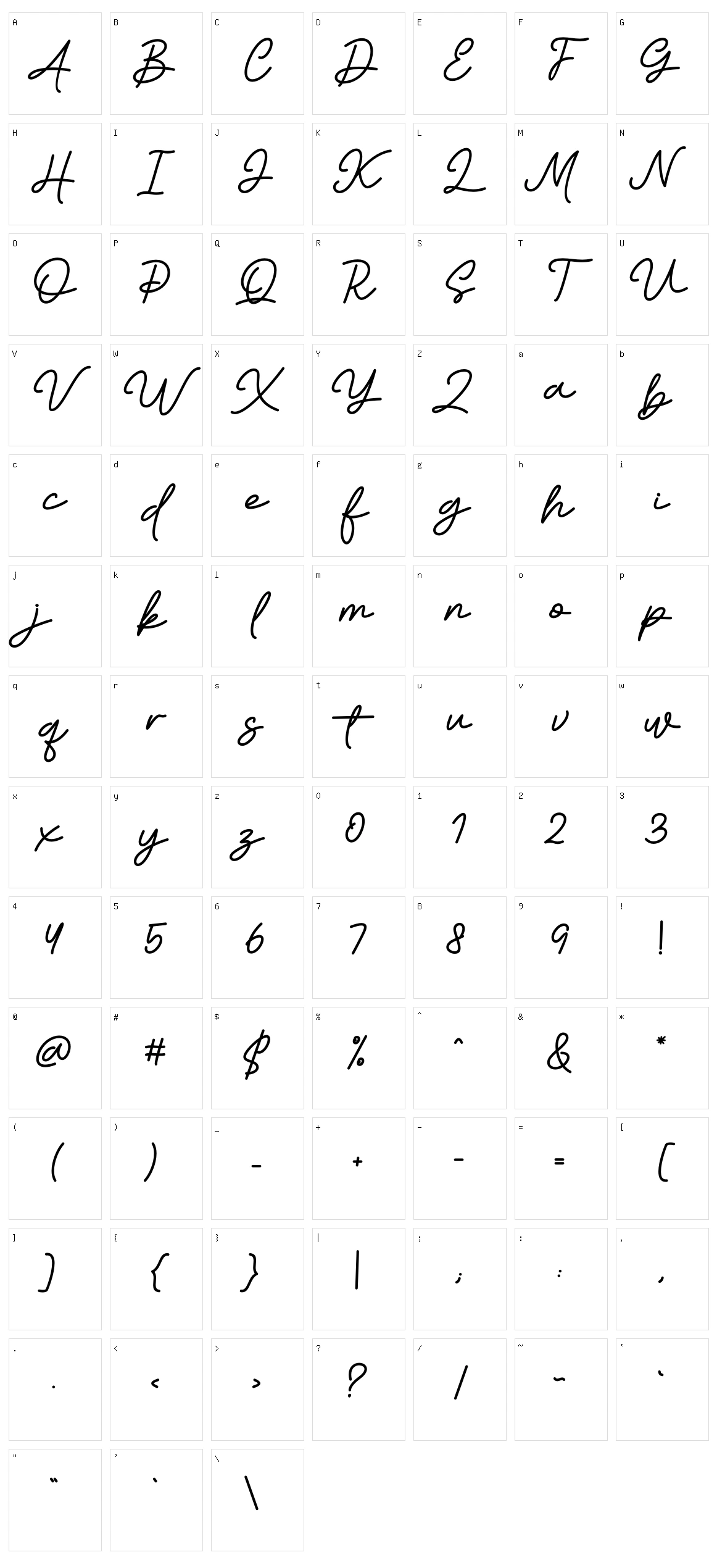 Yardmore Character Set