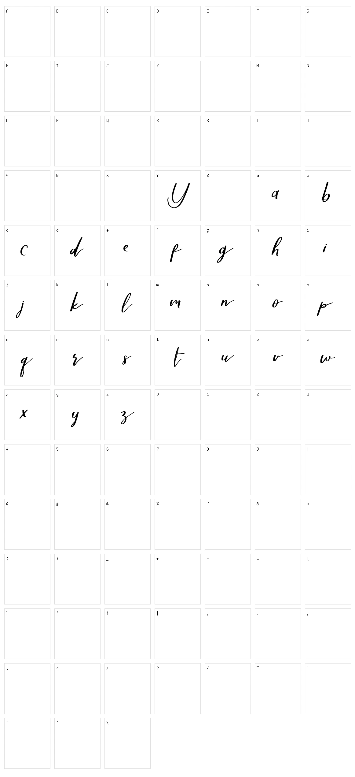 Yellove Character Set