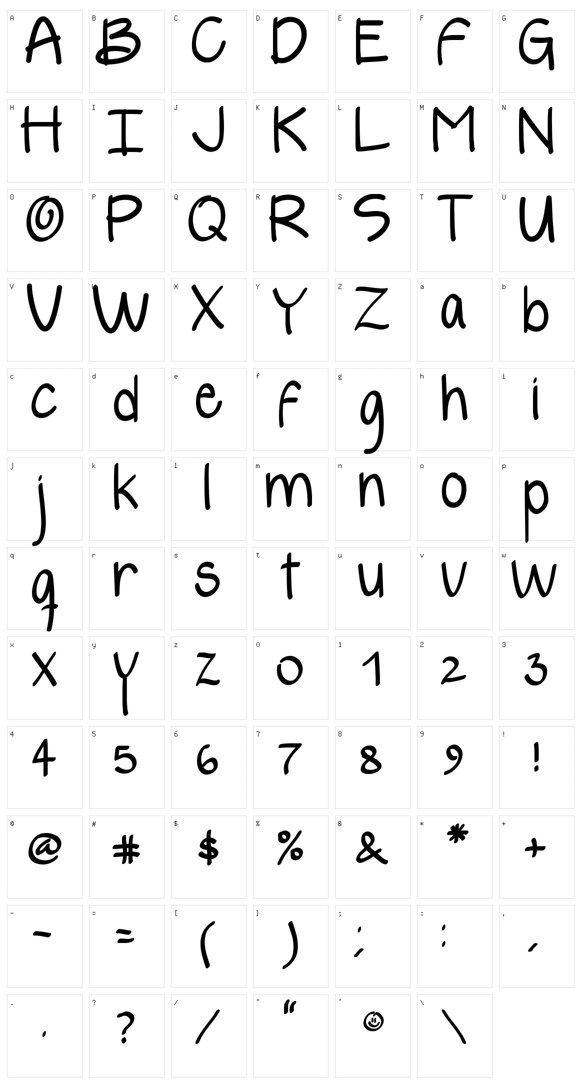 Yelly Character Set