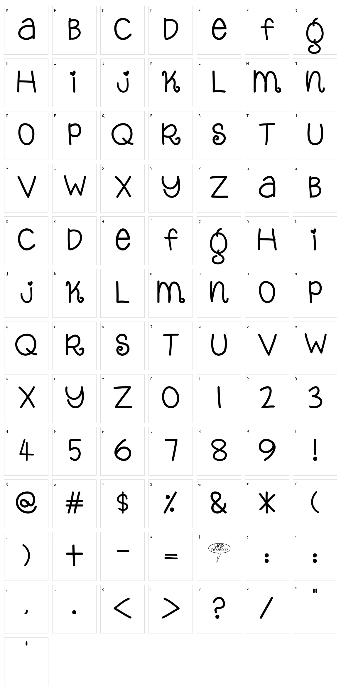 Yop Pekabor Character Set