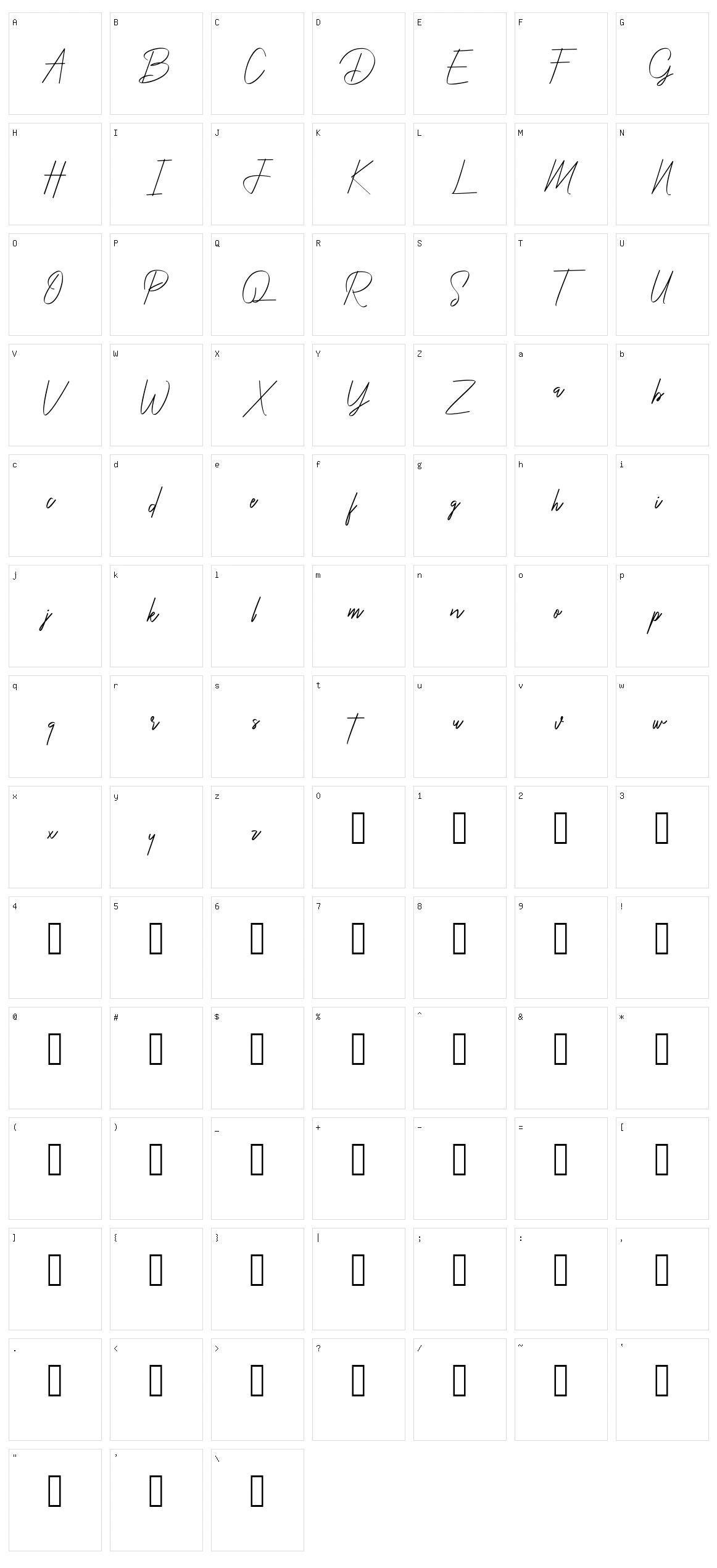 Young Signature Character Set