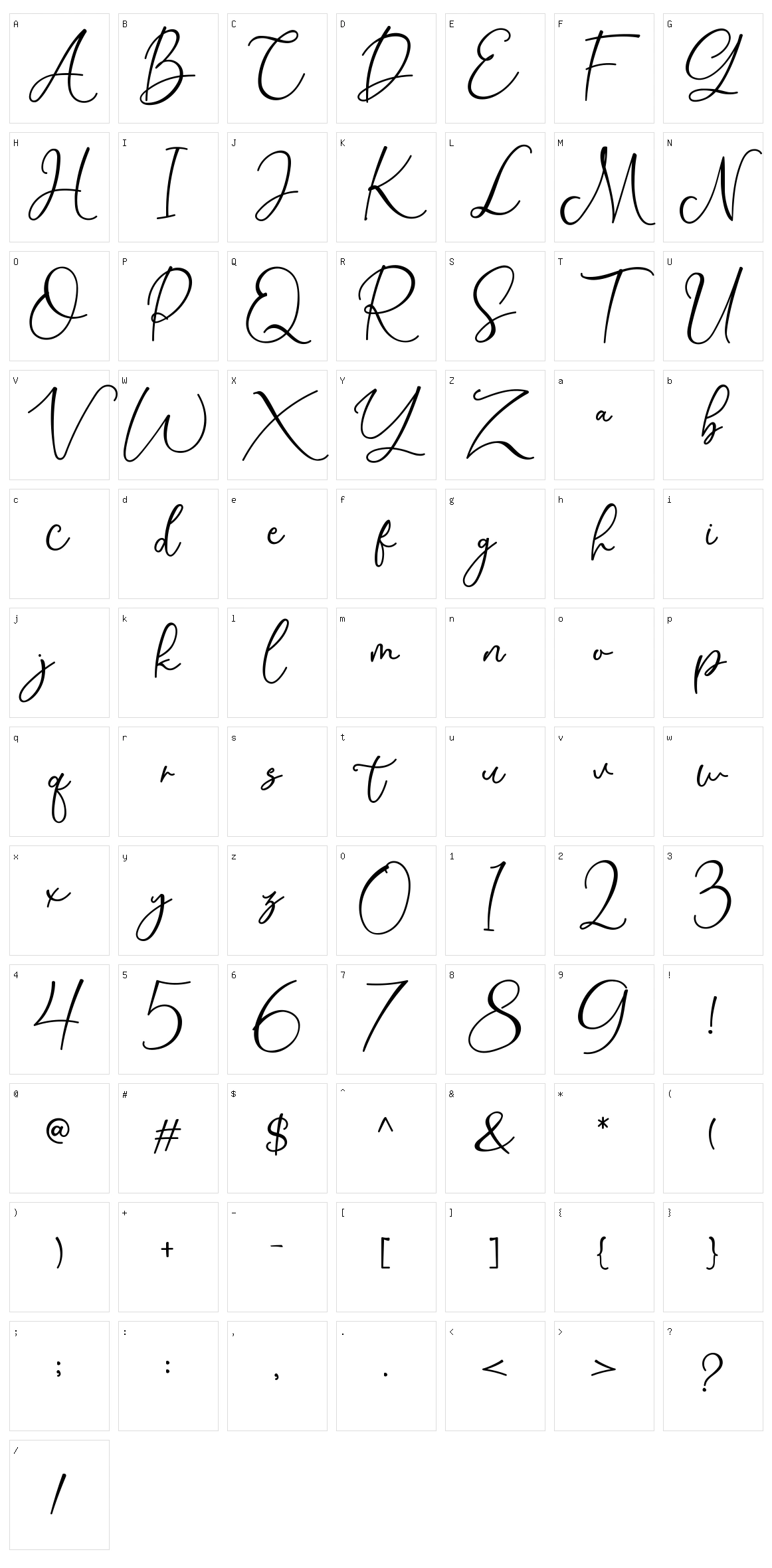 Youre Romantic Script Character Set