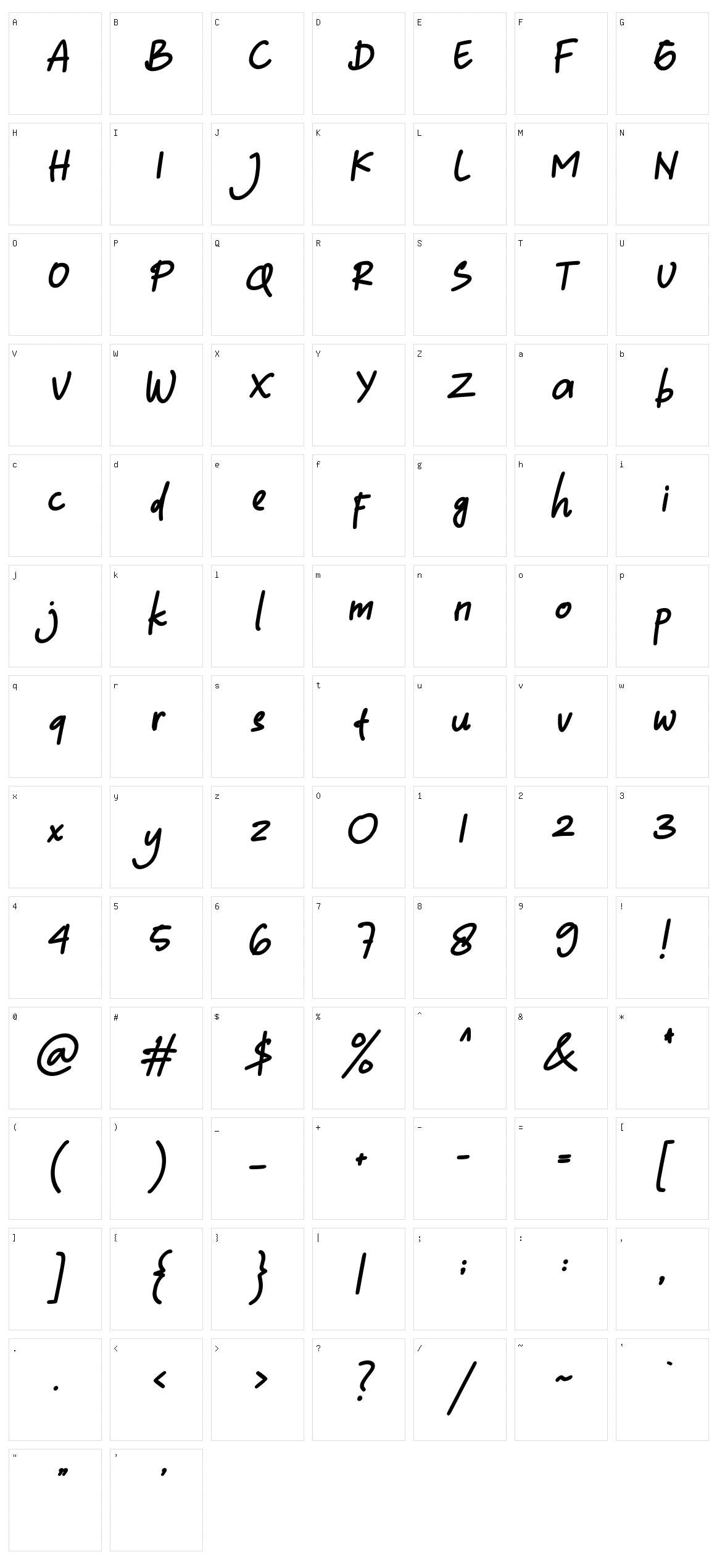 Yournotes Character Set