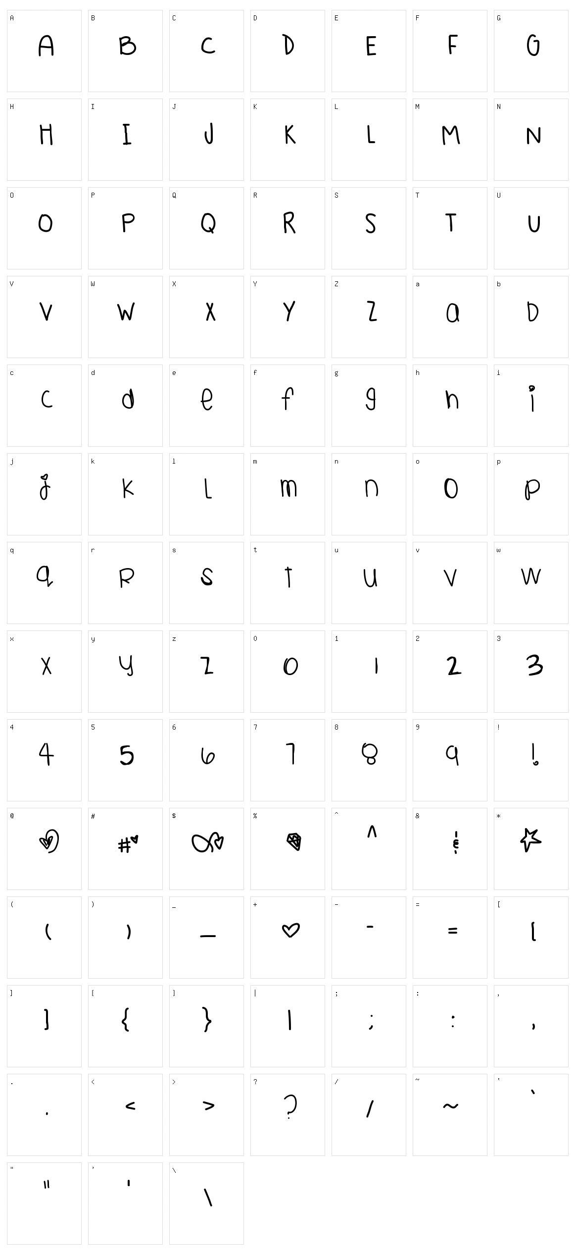 Yours Truly Character Set