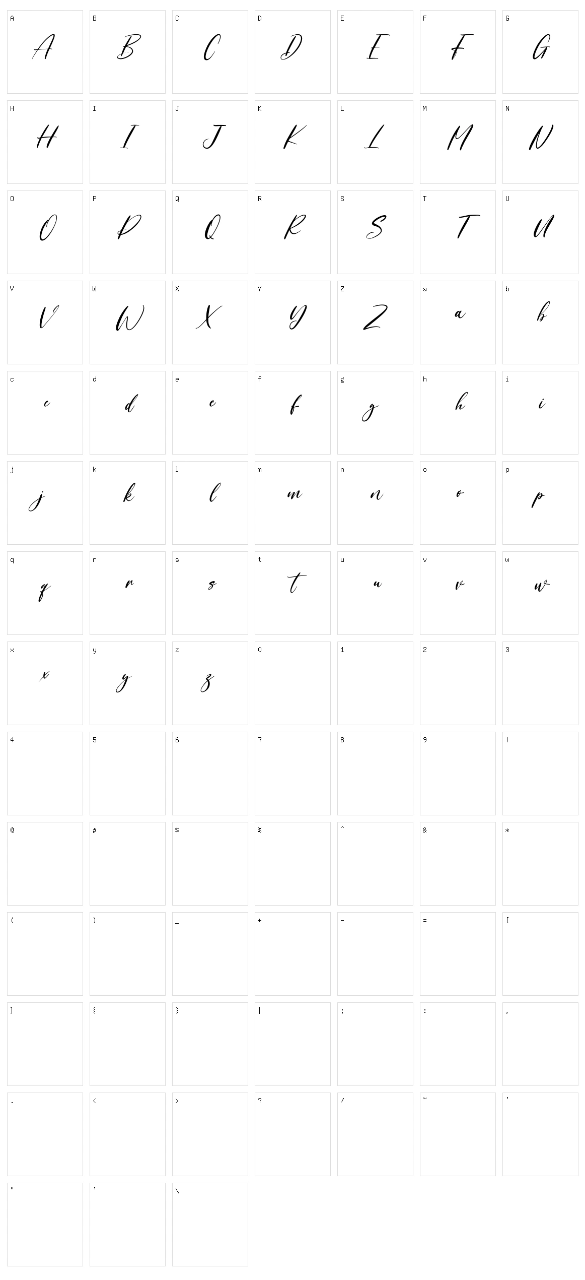 Yourstrully Character Set