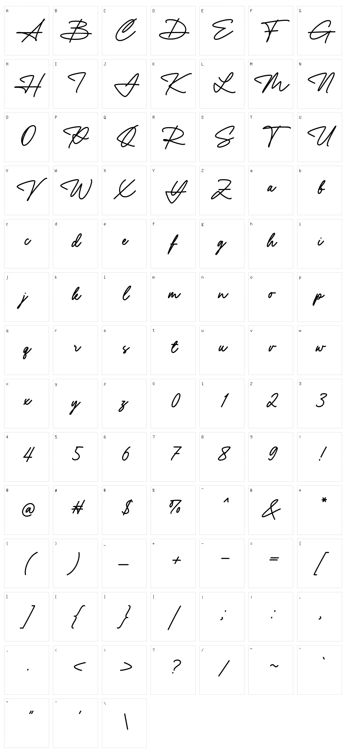 Yustine Signature Character Set